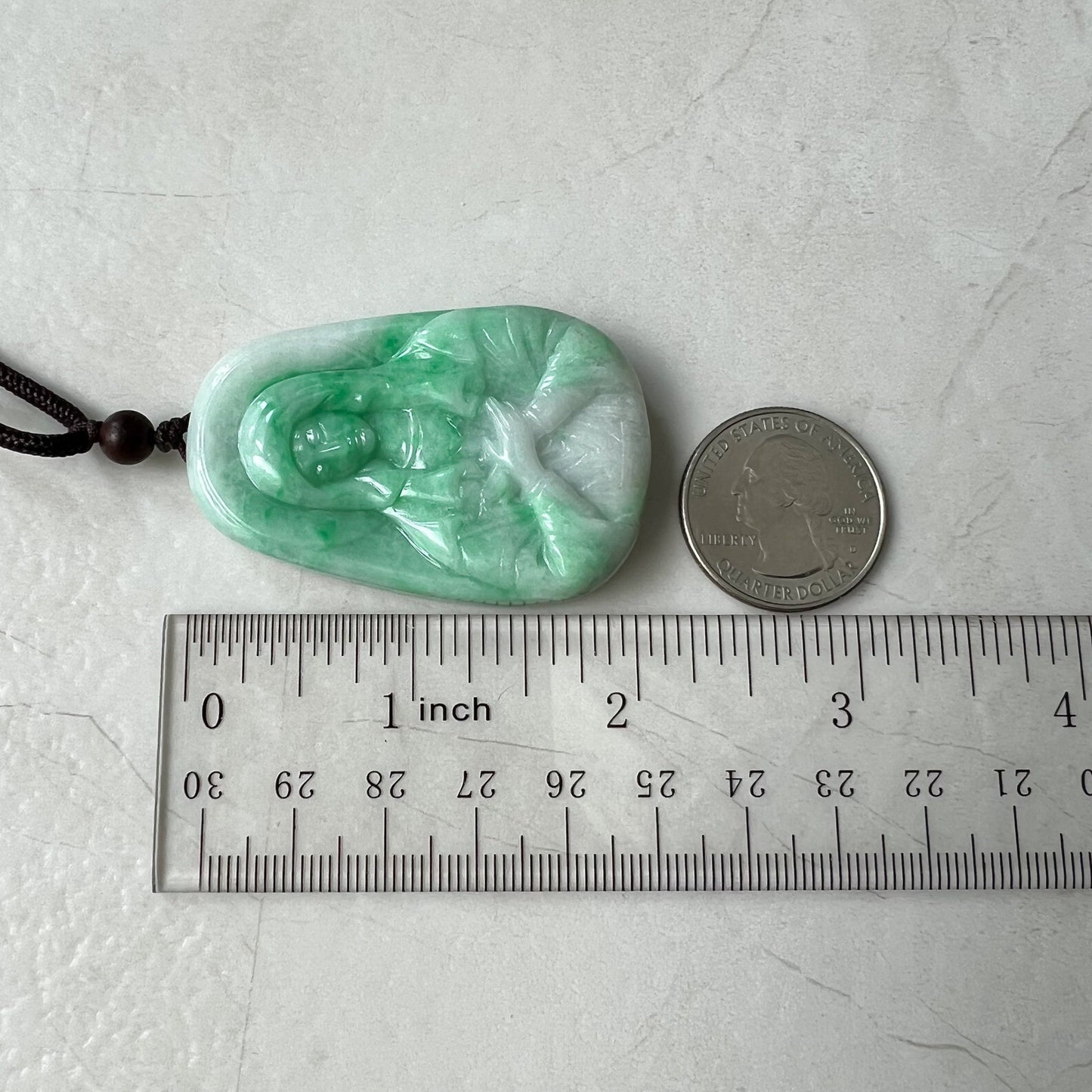Jadeite Jade Virgin Mary, Mother of Jesus, Green Jade, Hand Carved Necklace, QT-0322-1652803419 - AriaDesignCollection