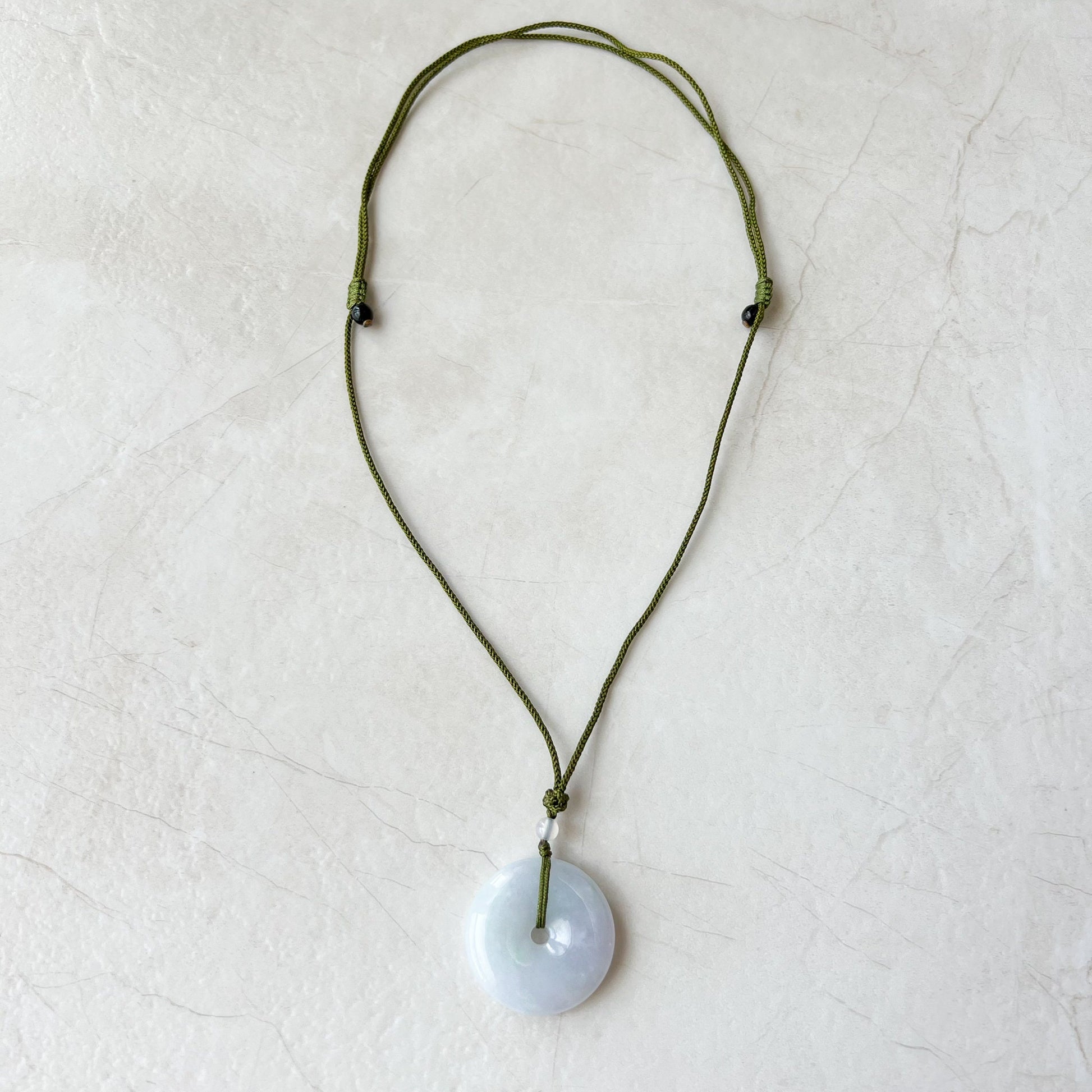 Purple Lavender Jadeite Jade Minimalist Dainty Donut Ping An Necklace, XNZ-1221-1656184611 - AriaDesignCollection