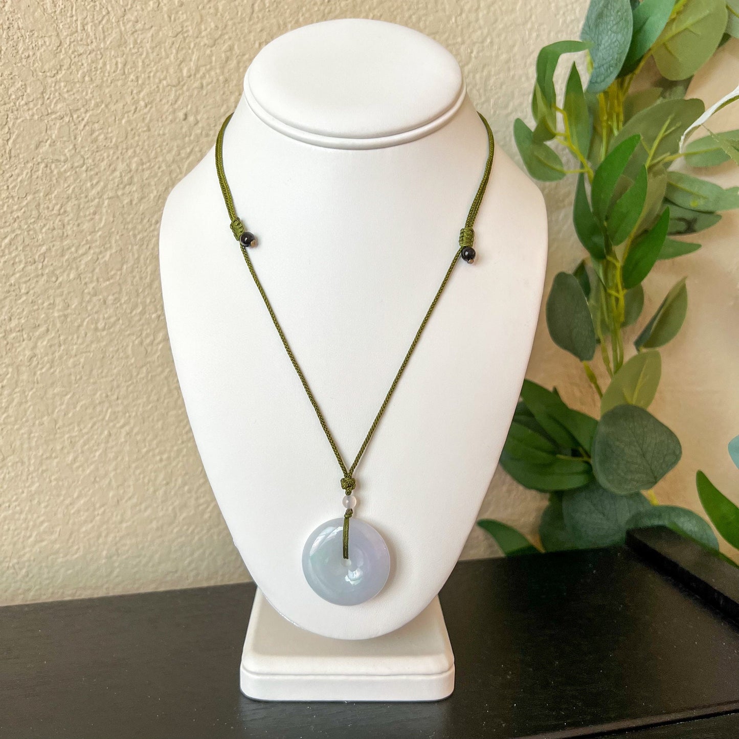 Purple Lavender Jadeite Jade Minimalist Dainty Donut Ping An Necklace, XNZ-1221-1656184611 - AriaDesignCollection