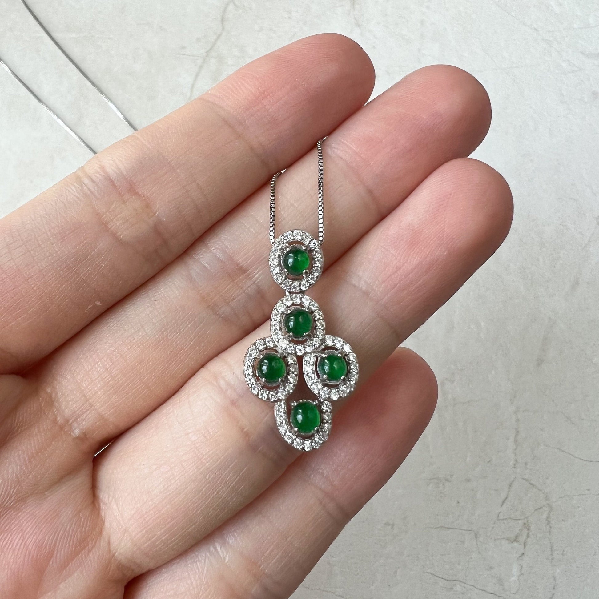 Green Jade Pendant, Jadeite Jade, Small Dainty, Sterling Silver Pendant Necklace, FDD4-1221-0021769 - AriaDesignCollection