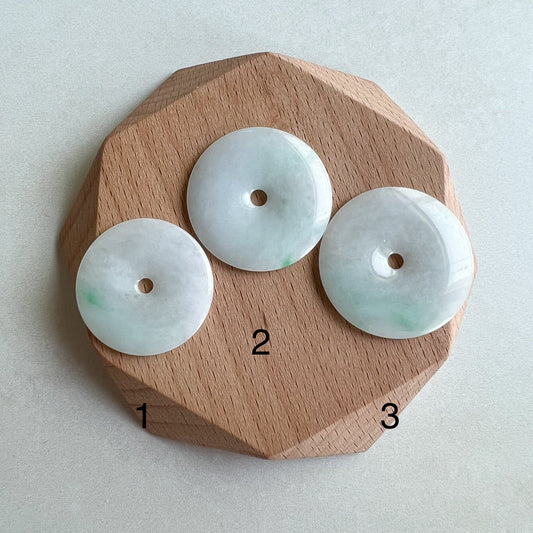 Green White Peace Pendant, Semi-Translucent Jadeite Jade, Circle Donut Minimalist Carved Necklace,平安扣, YW-0110-1656277478 - AriaDesignCollection