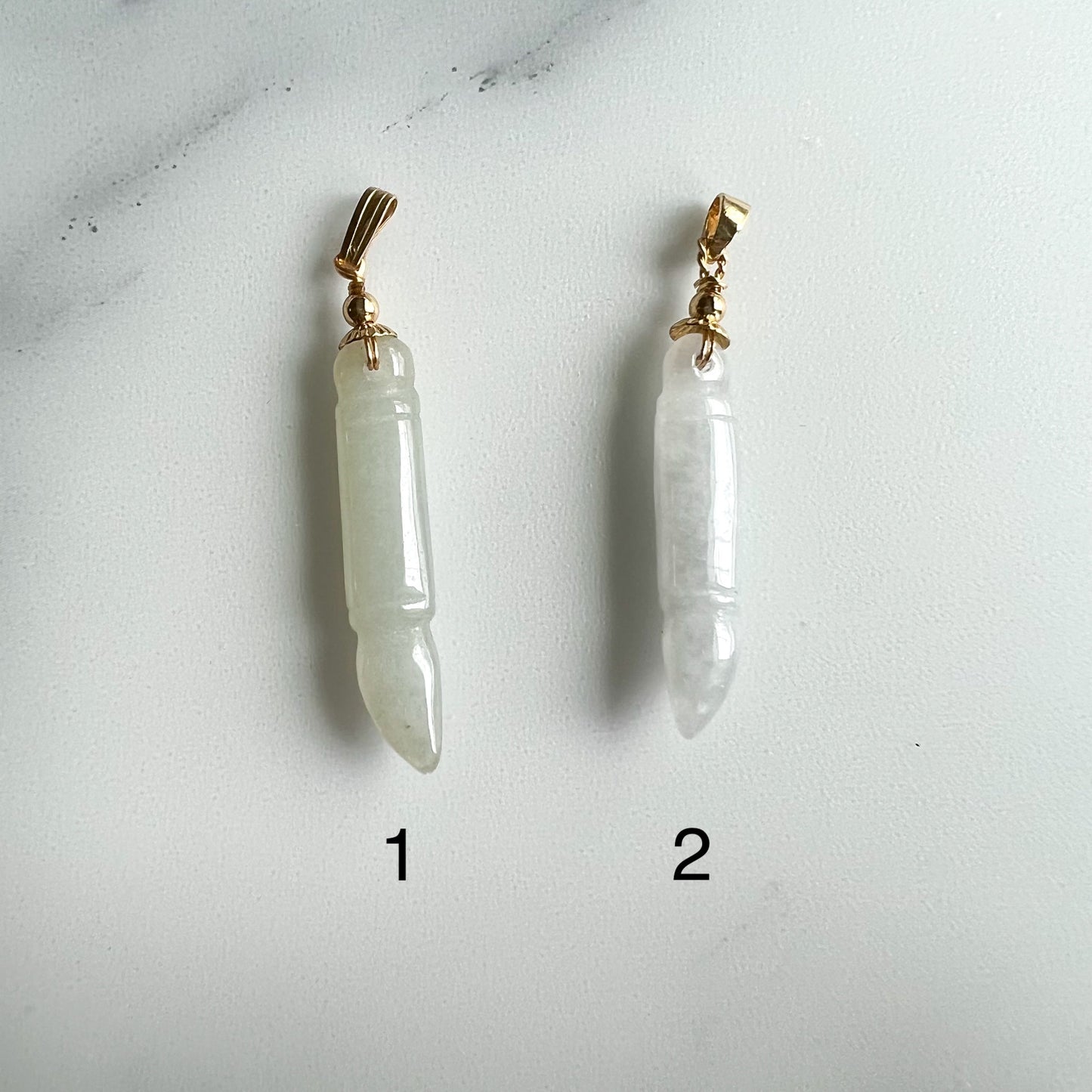 Icy Translucent Jade Paint Brush Pendant, Jadeite Jade, Gold Plated Hand Carved Pendant Necklace, XY-1221-1654986144 - AriaDesignCollection