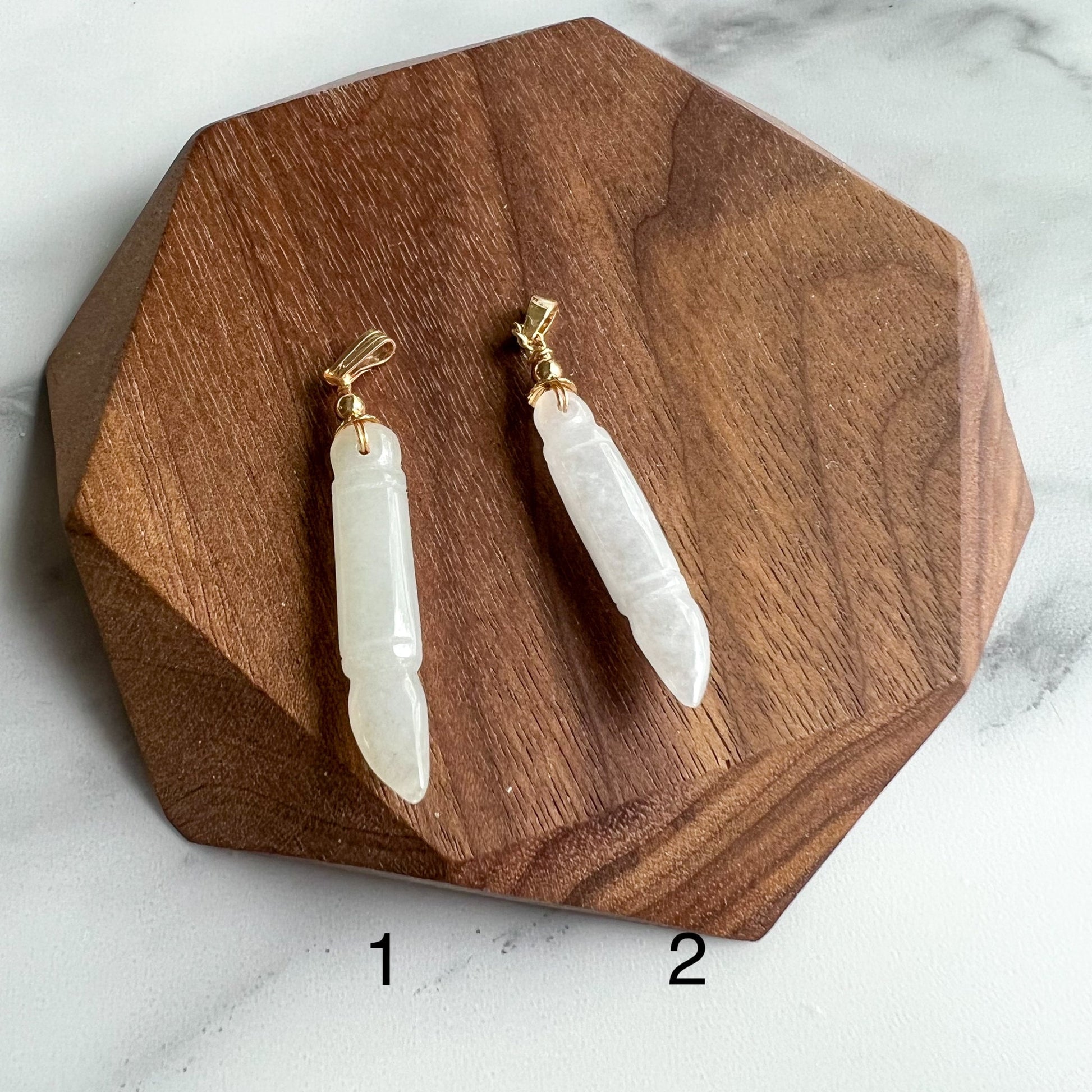 Icy Translucent Jade Paint Brush Pendant, Jadeite Jade, Gold Plated Hand Carved Pendant Necklace, XY-1221-1654986144 - AriaDesignCollection