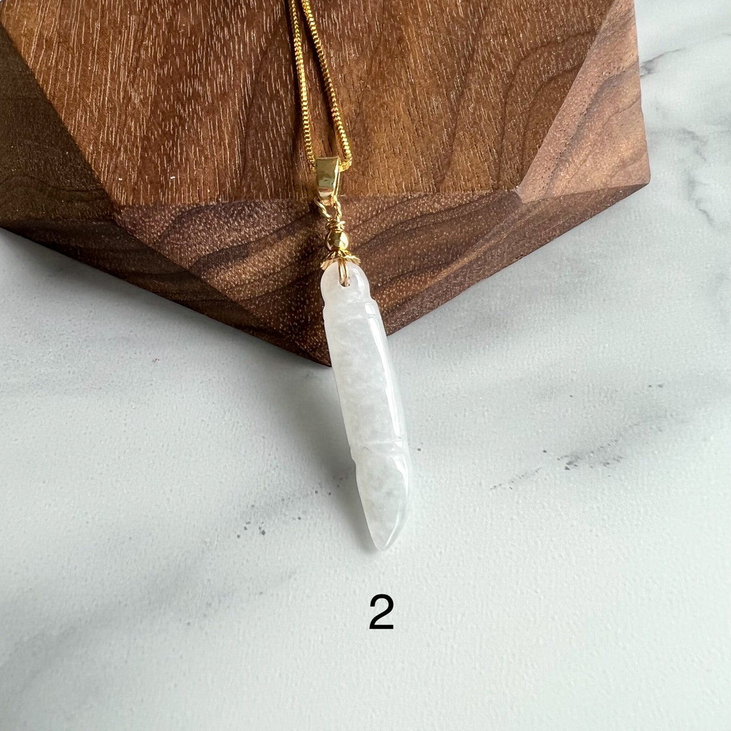 Icy Translucent Jade Paint Brush Pendant, Jadeite Jade, Gold Plated Hand Carved Pendant Necklace, XY-1221-1654986144 - AriaDesignCollection