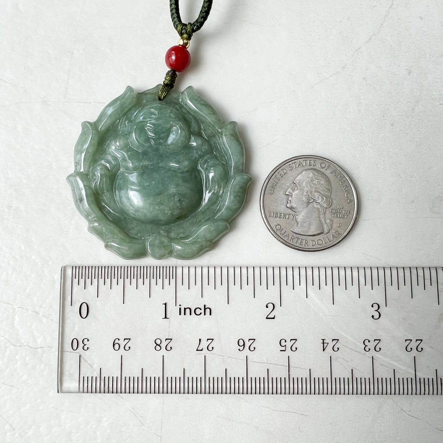 Green Jadeite Jade Happy Buddha Carved Jadeite Pendant, Budai, YJ-0322-0336515-1 - AriaDesignCollection