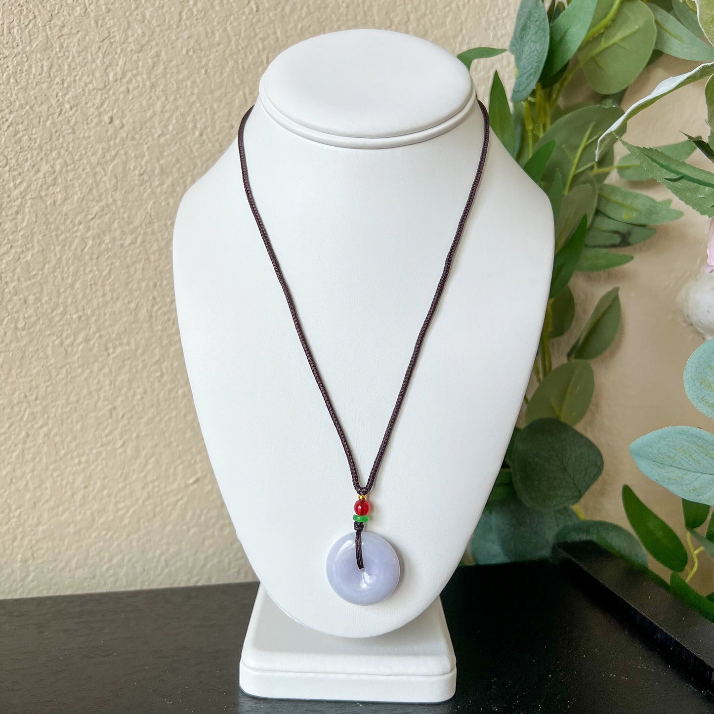 Purple Lavender Jadeite Jade Minimalist Dainty Donut Ping An Necklace, XNZ-1221-1657013900 - AriaDesignCollection