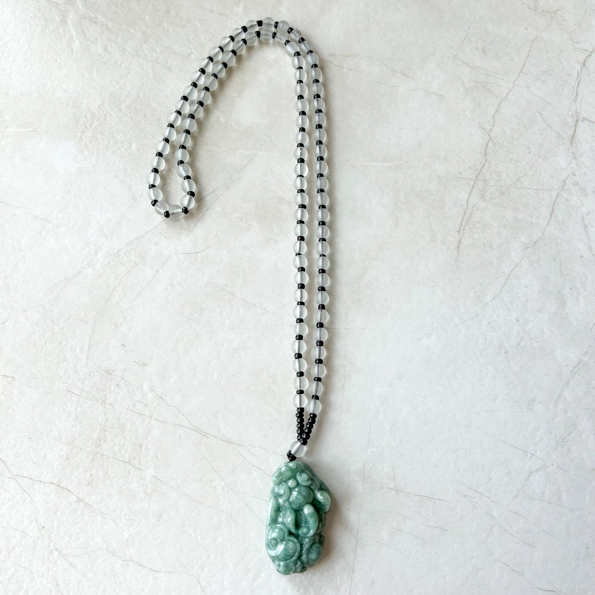 Green Jadeite Jade, Dragon Pixiu Pi Xiu, 貔貅, Right Side Pendant, Dragon Chinese Carved Pendant, YJ-0622-0362012-1 - AriaDesignCollection