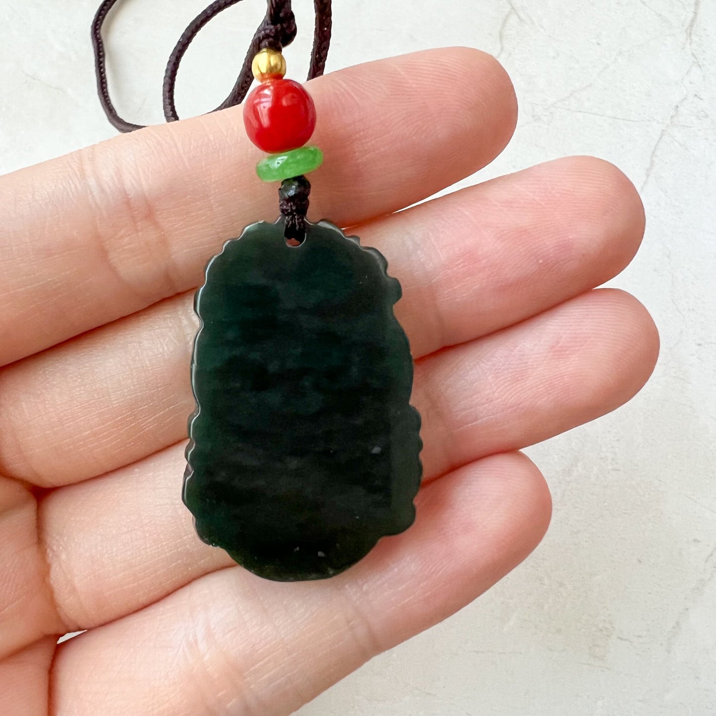 Dark Green Nephrite Jade Ox Bull Cow Chinese Zodiac Carved Necklace, RM-1221-1657819249 - AriaDesignCollection