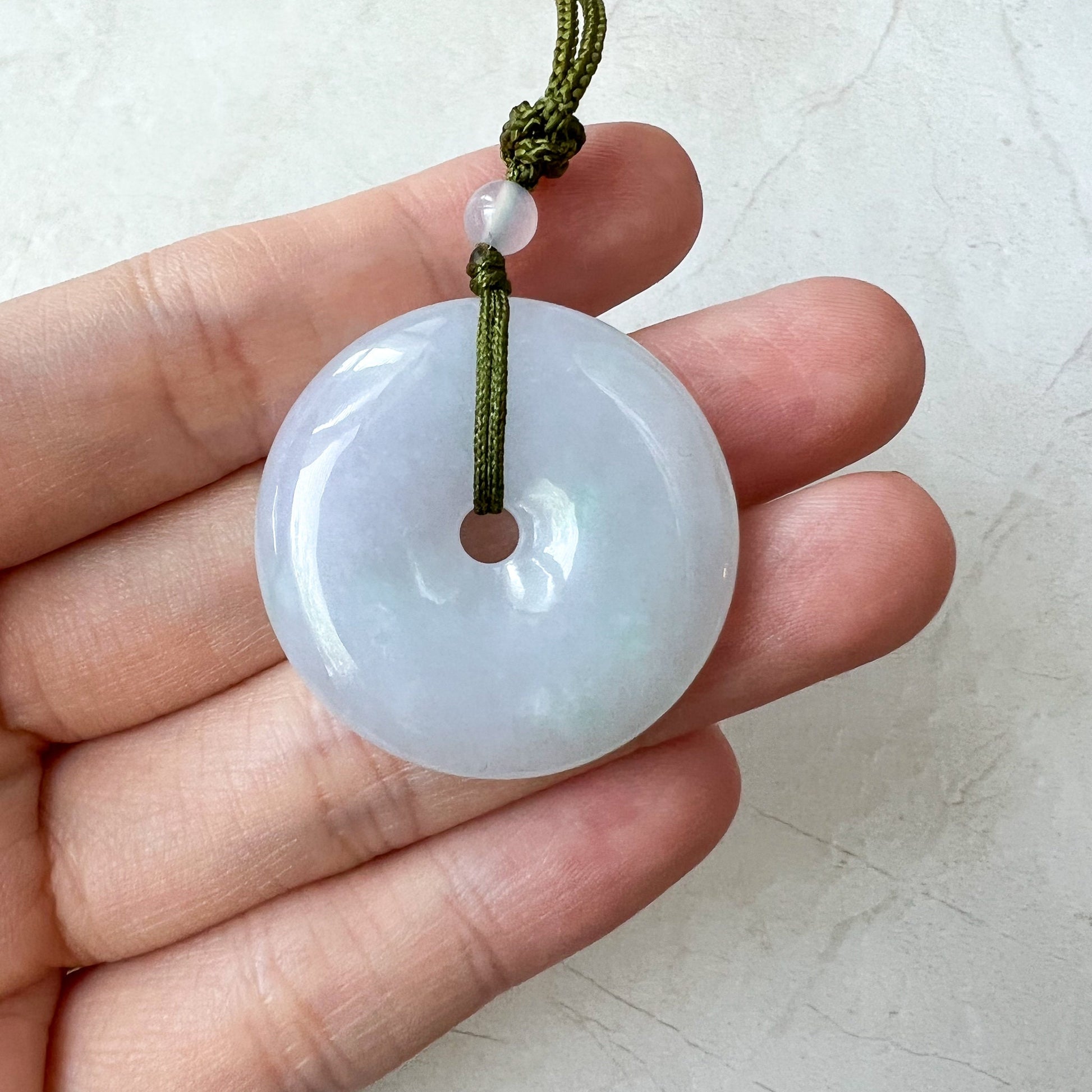 Purple Lavender Jadeite Jade Minimalist Dainty Donut Ping An Necklace, XNZ-1221-1656184611 - AriaDesignCollection