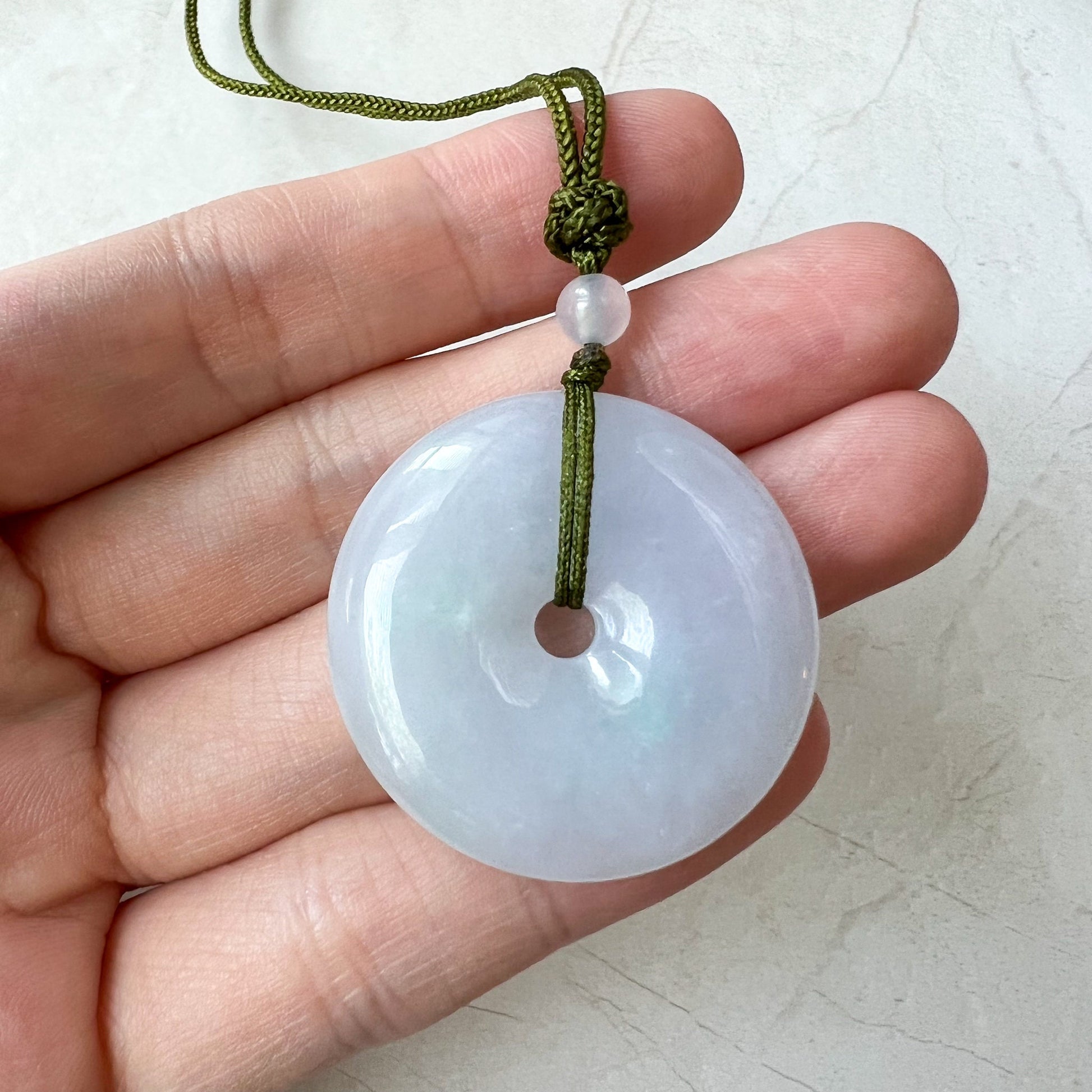 Purple Lavender Jadeite Jade Minimalist Dainty Donut Ping An Necklace, XNZ-1221-1656184611 - AriaDesignCollection