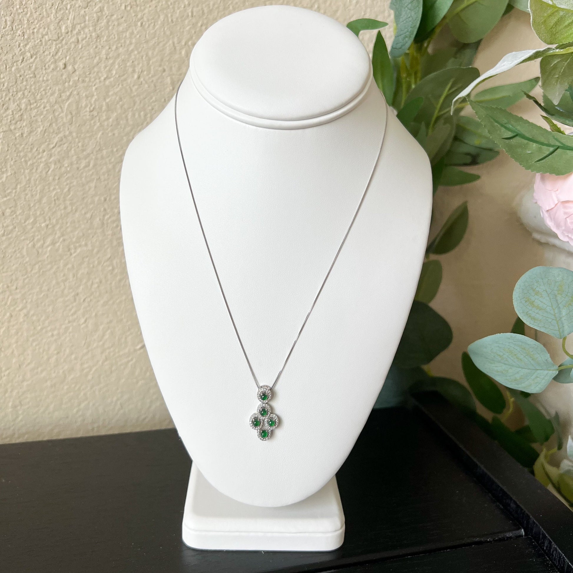 Green Jade Pendant, Jadeite Jade, Small Dainty, Sterling Silver Pendant Necklace, FDD4-1221-0021769 - AriaDesignCollection