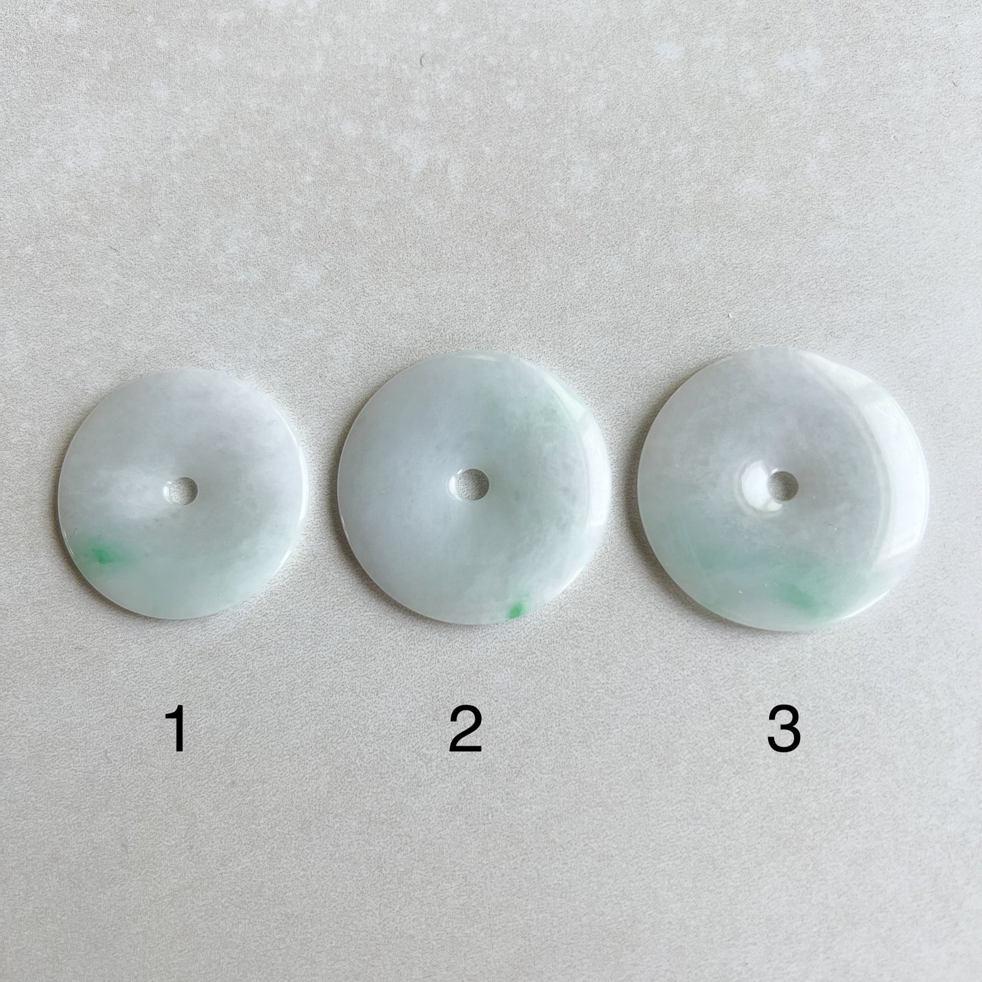 Green White Peace Pendant, Semi-Translucent Jadeite Jade, Circle Donut Minimalist Carved Necklace,平安扣, YW-0110-1656277478 - AriaDesignCollection