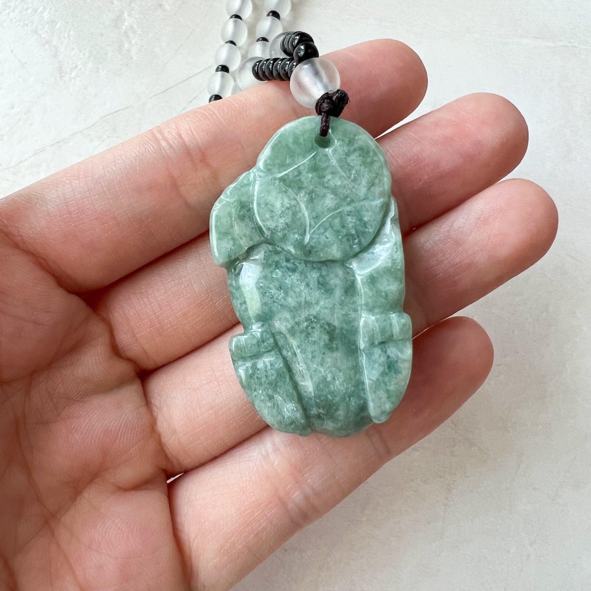 Green Jadeite Jade, Dragon Pixiu Pi Xiu, 貔貅, Right Side Pendant, Dragon Chinese Carved Pendant, YJ-0622-0362012-1 - AriaDesignCollection