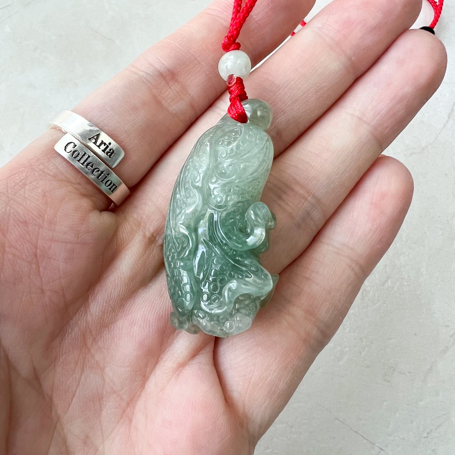 Jadeite Jade Green Cabbage Necklace, Jade Pendant, Jade Necklace, Feng Shui Necklace, YJ-0622-0410950-3 - AriaDesignCollection