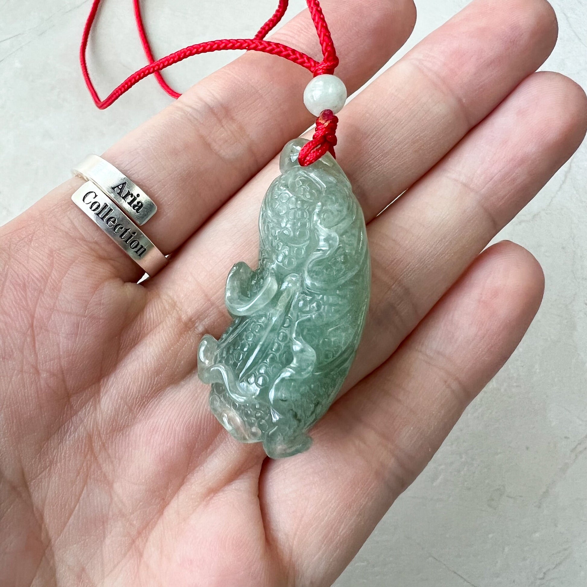 Jadeite Jade Green Cabbage Necklace, Jade Pendant, Jade Necklace, Feng Shui Necklace, YJ-0622-0410950-3 - AriaDesignCollection