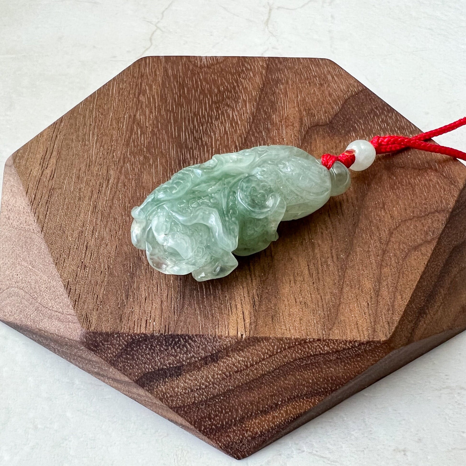 Jadeite Jade Green Cabbage Necklace, Jade Pendant, Jade Necklace, Feng Shui Necklace, YJ-0622-0410950-3 - AriaDesignCollection