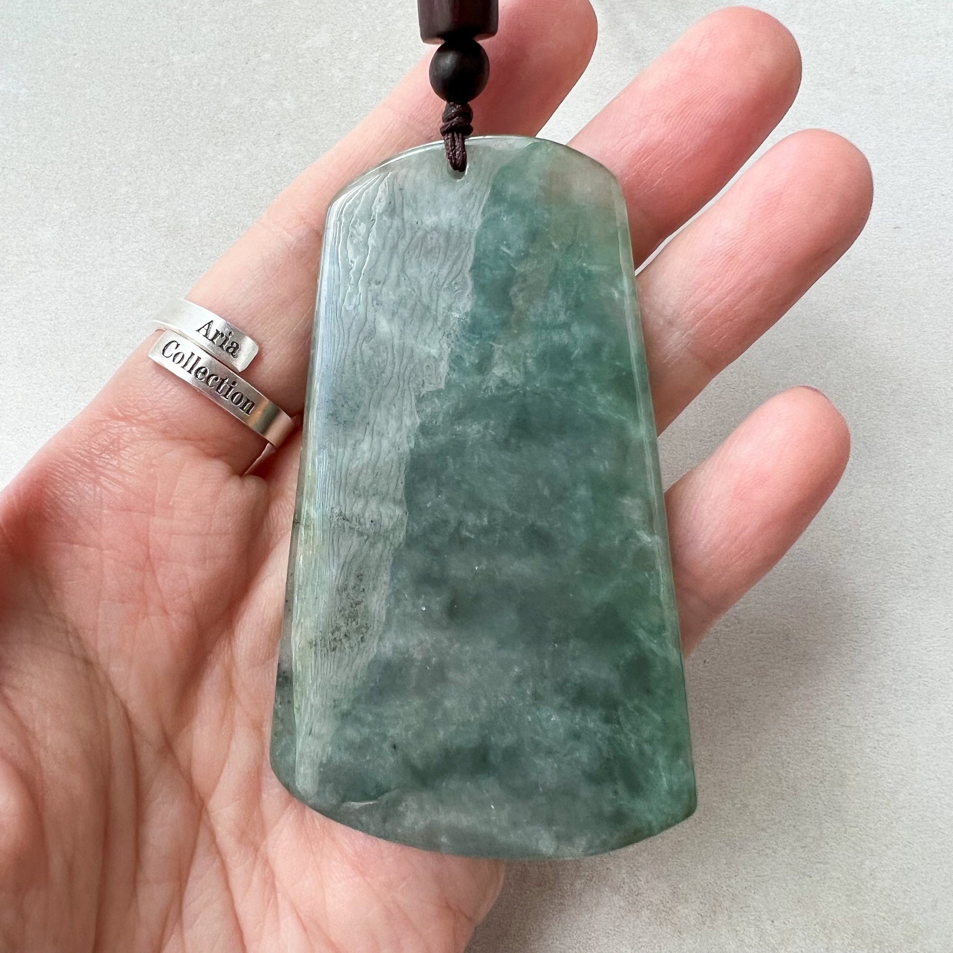 Jadeite Jade Landscape Mountain Forest River Tree, Scenery Hand Carved Pendant Necklace, YJ-0622-0389293 - AriaDesignCollection