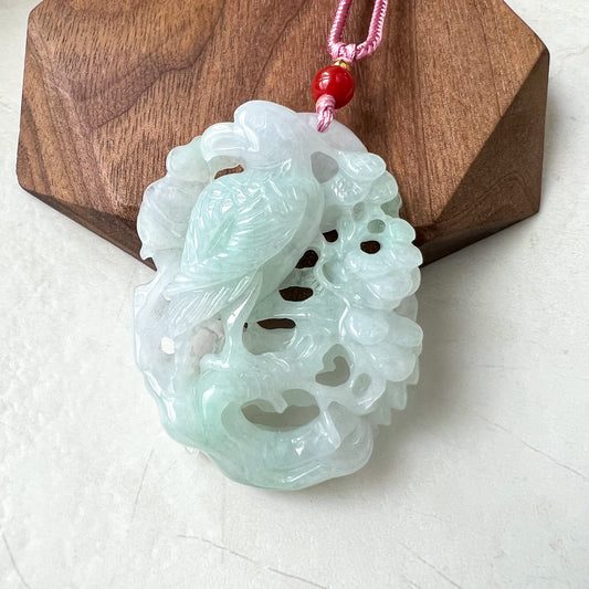 Jadeite Jade Bird Parrot Eagle Necklace Hand Carved Pendant, ZYF-0622-1661358387 - AriaDesignCollection