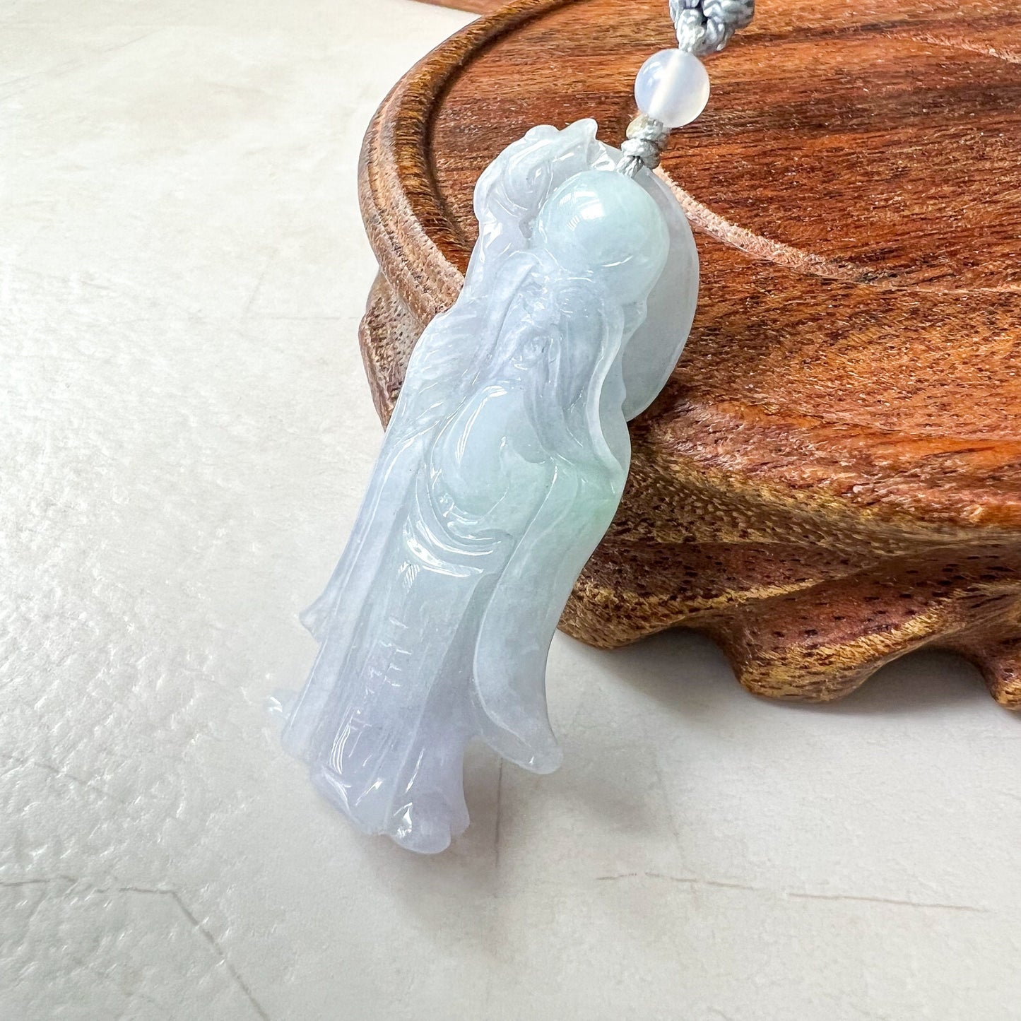 Purple Jadeite Jade Longevity God, Shou Xing,  Carved Pendant Necklace, ZYF-0622-1661279709 - AriaDesignCollection