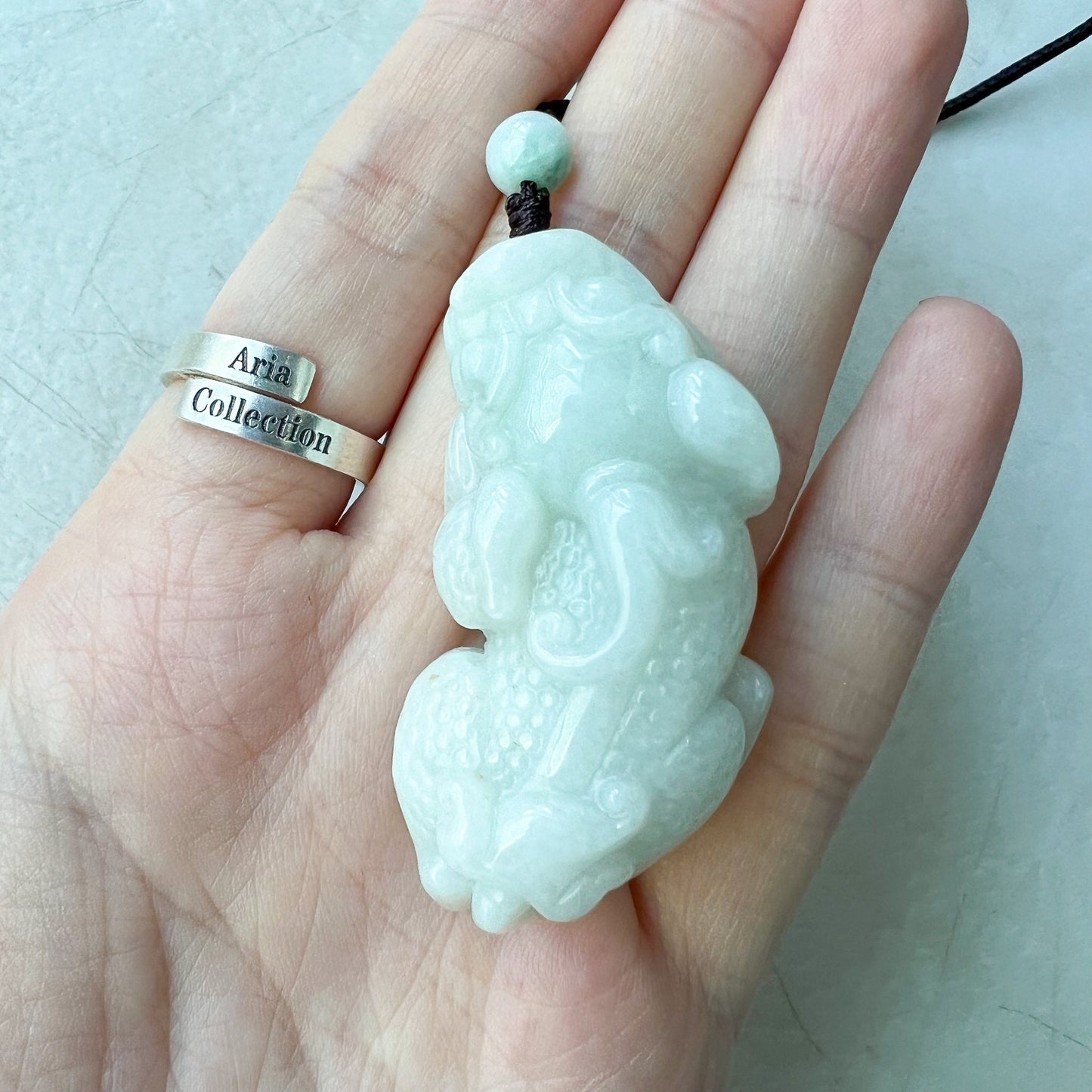 White Jadeite Jade Dragon Pixiu Pi Xiu, , Dragon Chinese Carved Pendant, FCSG-0322-1661460704 - AriaDesignCollection