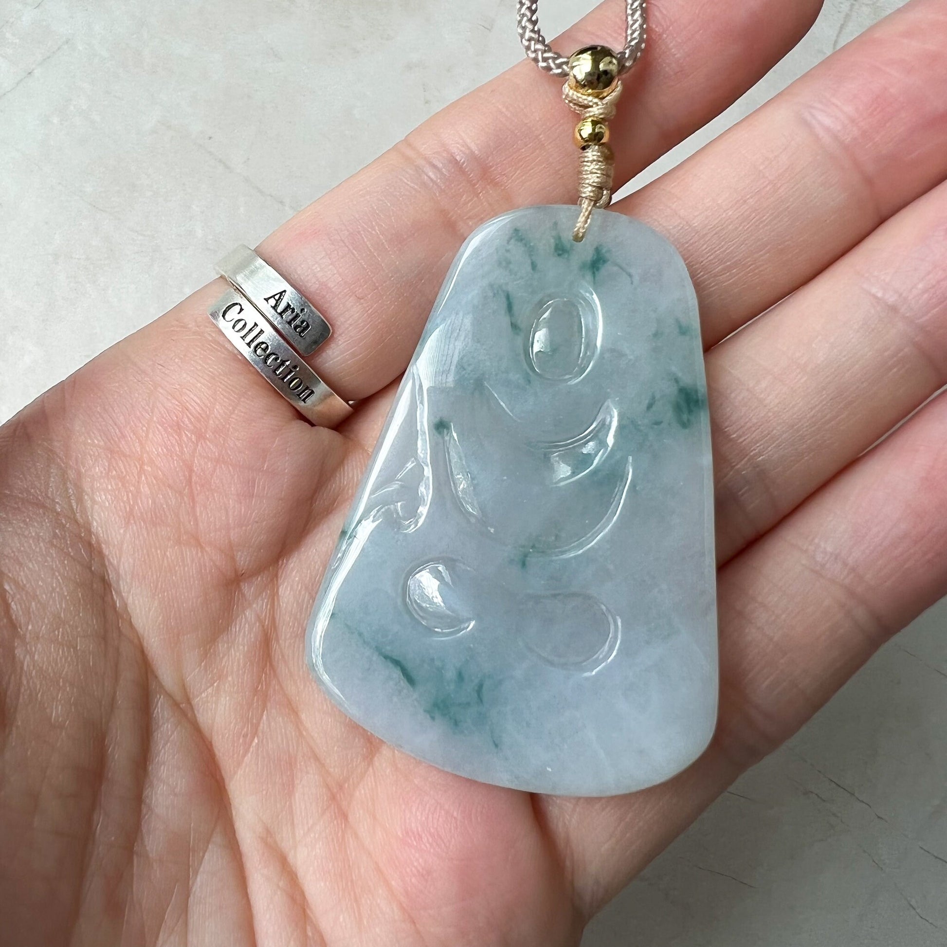 Jadeite Jade Thousand Hand Guan Yin Avalokiteshvara, Quan Am, Icy Green Petaled Jade, Hand Carved Jade Pendant Necklace, YJ-0622-0393627 - AriaDesignCollection