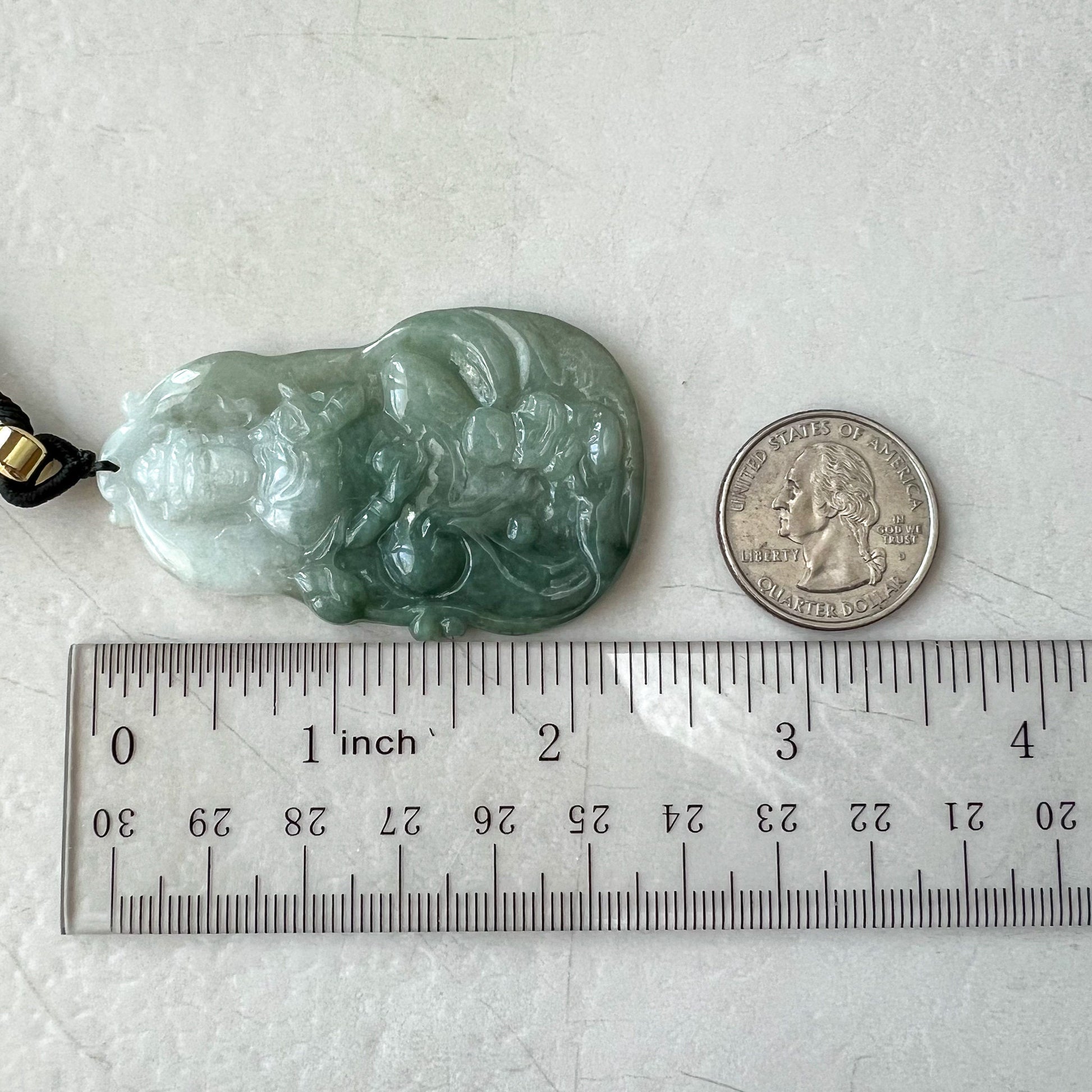 Jadeite Jade Guan Yin Kwan Yin Avalokitesvara Semi-Translucent Carved Pendant Necklace, YJ-0622-0399683 - AriaDesignCollection