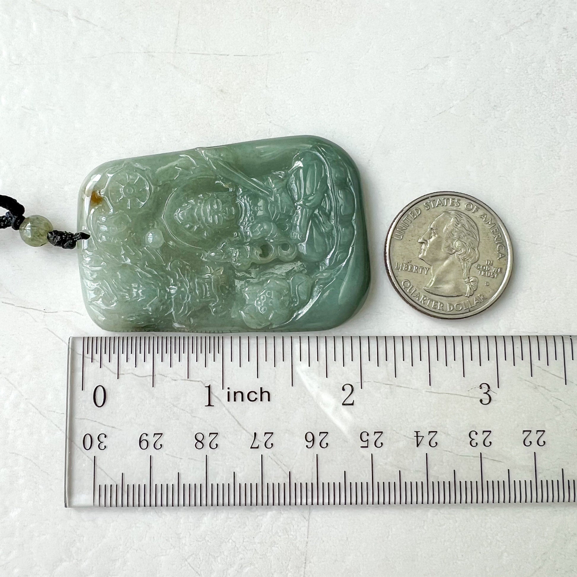 Jadeite Jade Akasagarbha Buddha, Xu Kong Zang, bodhisattva, Hư Không Tạng Bồ Tát, 虚空藏, Hand Carved Pendant Necklace, YJ-0622-044167 - AriaDesignCollection