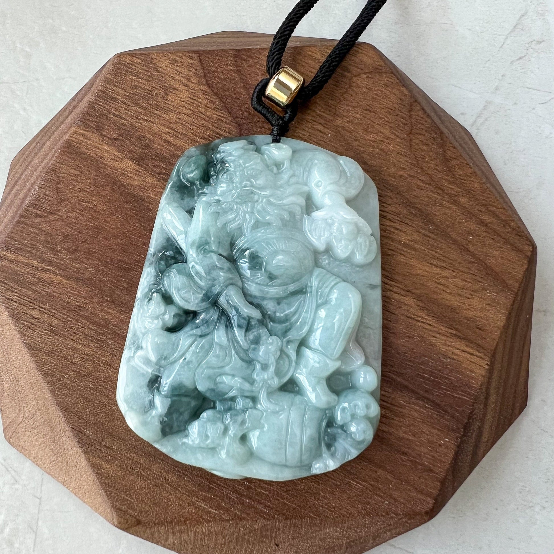 Zhong Kui, , Jadeite Jade Pendant Necklace, Chinese Mythology God of Protection, YJ-0622-0379118 - AriaDesignCollection