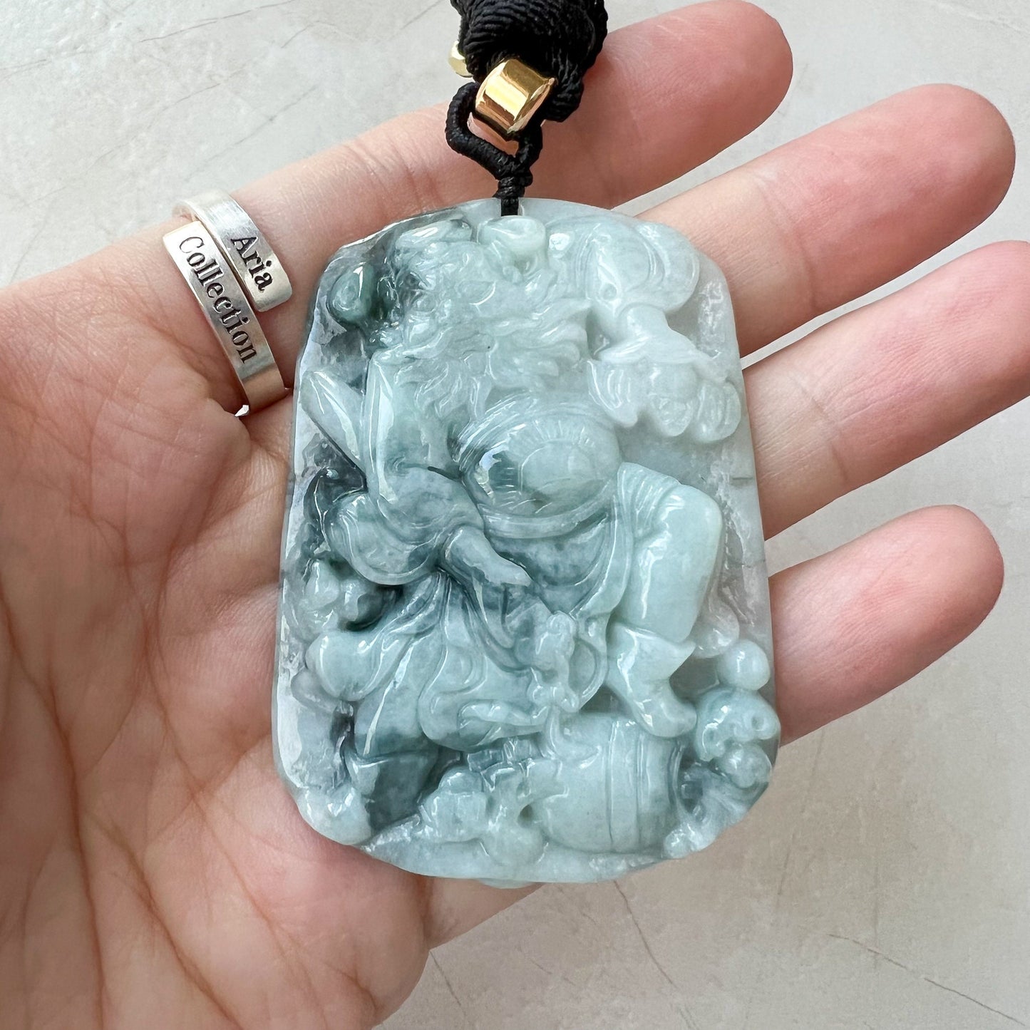 Zhong Kui, , Jadeite Jade Pendant Necklace, Chinese Mythology God of Protection, YJ-0622-0379118 - AriaDesignCollection