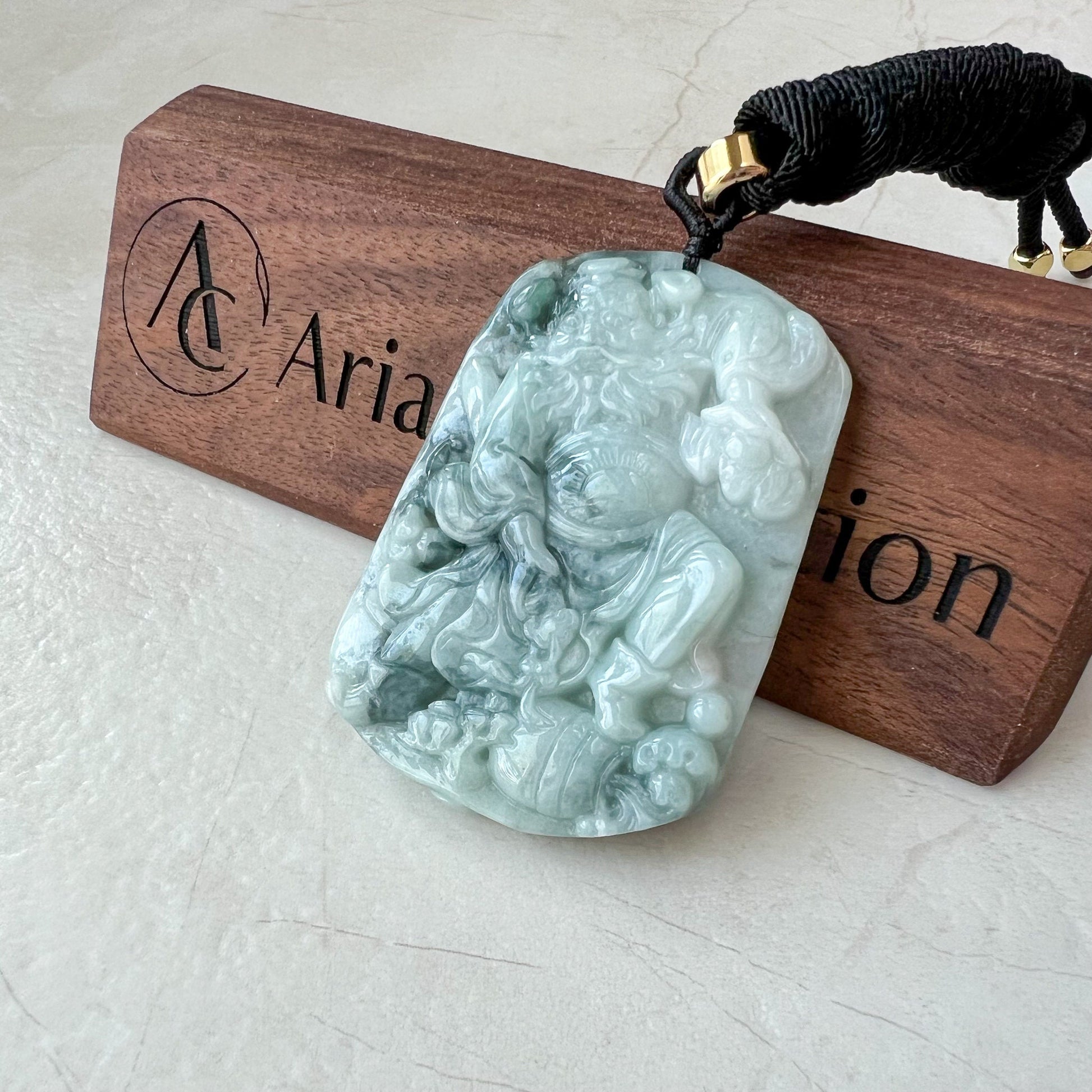 Zhong Kui, , Jadeite Jade Pendant Necklace, Chinese Mythology God of Protection, YJ-0622-0379118 - AriaDesignCollection