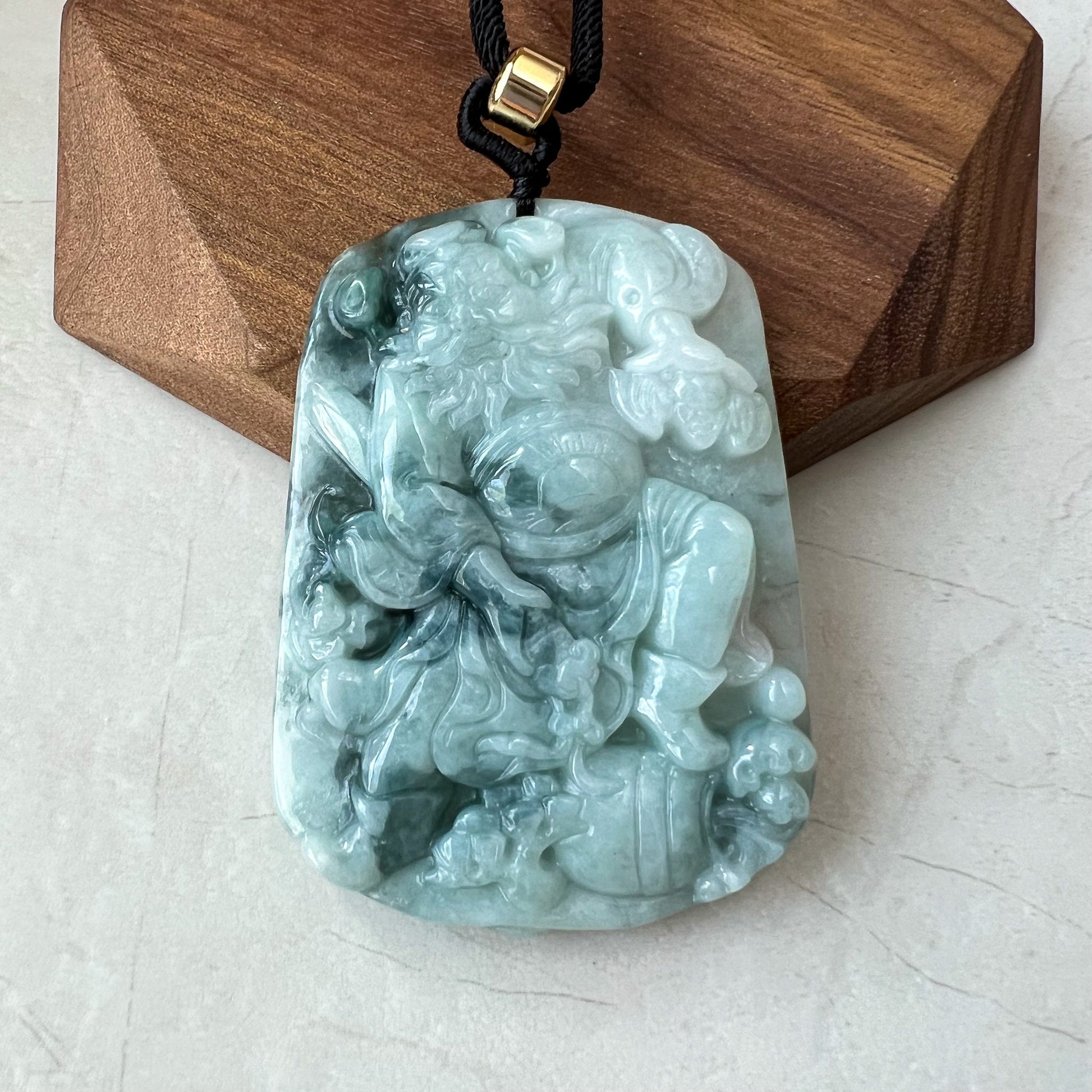 Zhong Kui, , Jadeite Jade Pendant Necklace, Chinese Mythology God of Protection, YJ-0622-0379118 - AriaDesignCollection