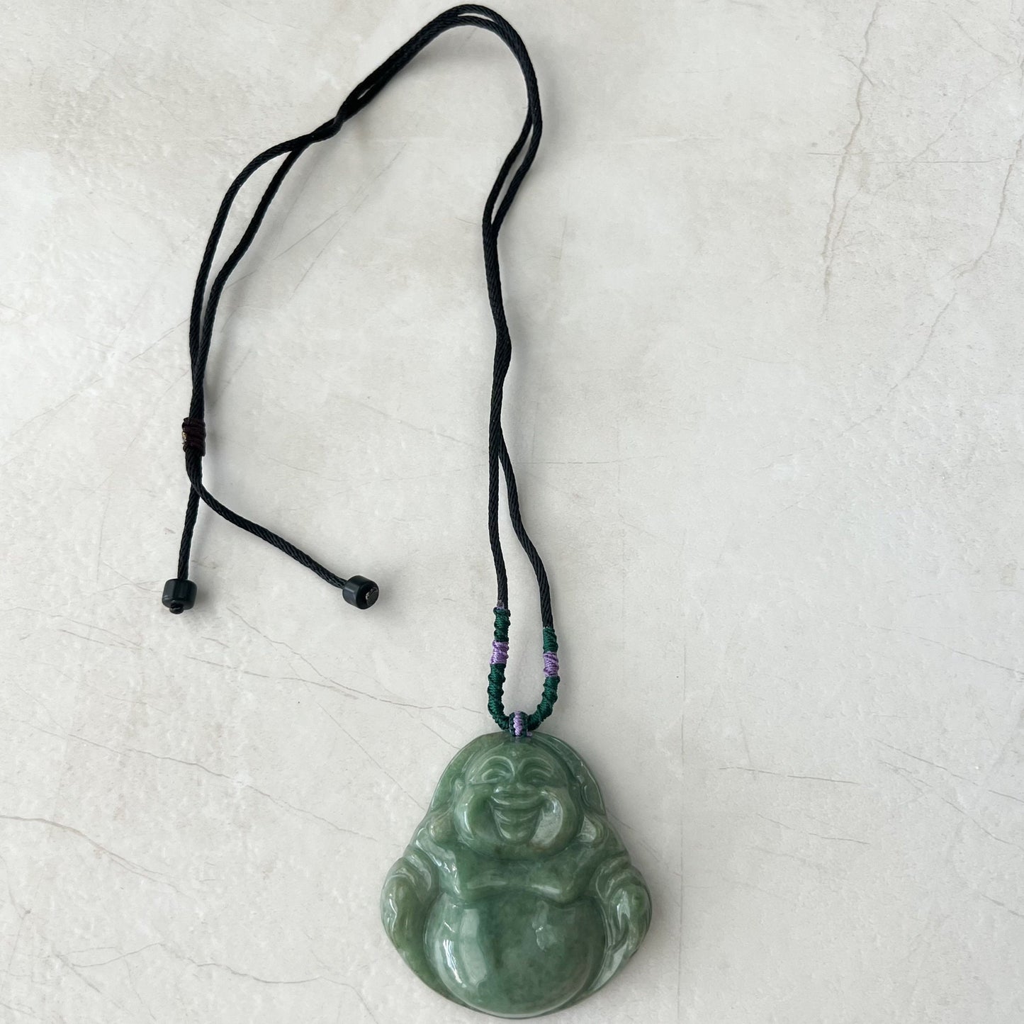 Very Large Green Jadeite Jade Happy Buddha Carved Jadeite Pendant, YJ-1221-0320673 - AriaDesignCollection
