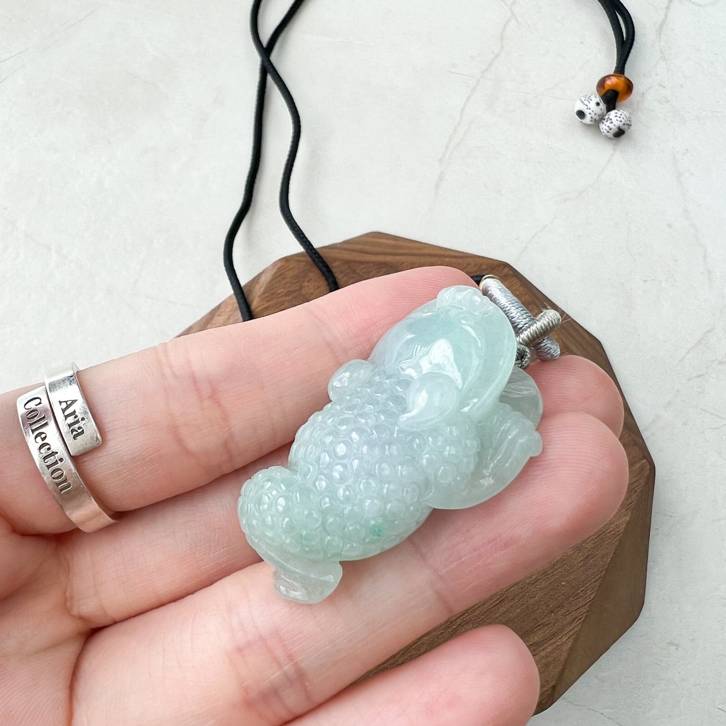 Jadeite Jade Light Green and Purple Money Toad, Money Frog, Golden Toad, 3 Leg Toad, Jin Chan, Lucky Toad,  金蟾 Pendant XM-1221-1668997192-2 - AriaDesignCollection
