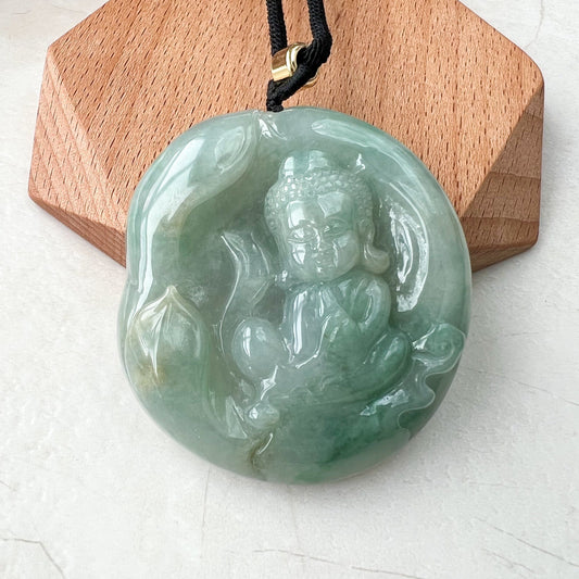 Large Jadeite Jade Baby Buddha  Necklace, 宝宝佛, YJ-0722-0004953 - AriaDesignCollection