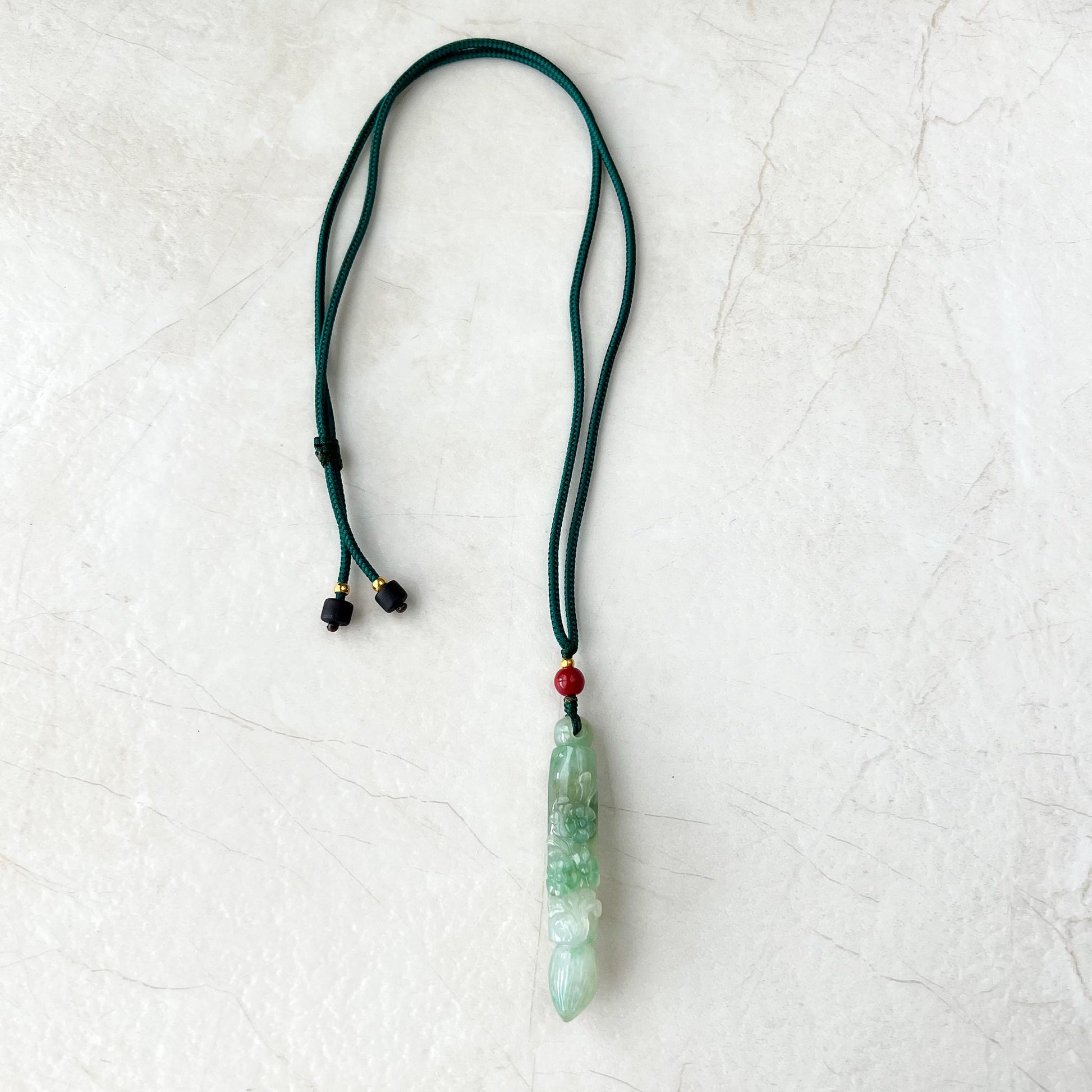 Green Translucent Jade Paint Brush Pendant, Jadeite Jade Hand Carved Pendant Necklace, FCSG-1221-1654981231 - AriaDesignCollection