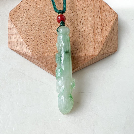 Green Translucent Jade Paint Brush Pendant, Jadeite Jade Hand Carved Pendant Necklace, FCSG-1221-1654981231 - AriaDesignCollection