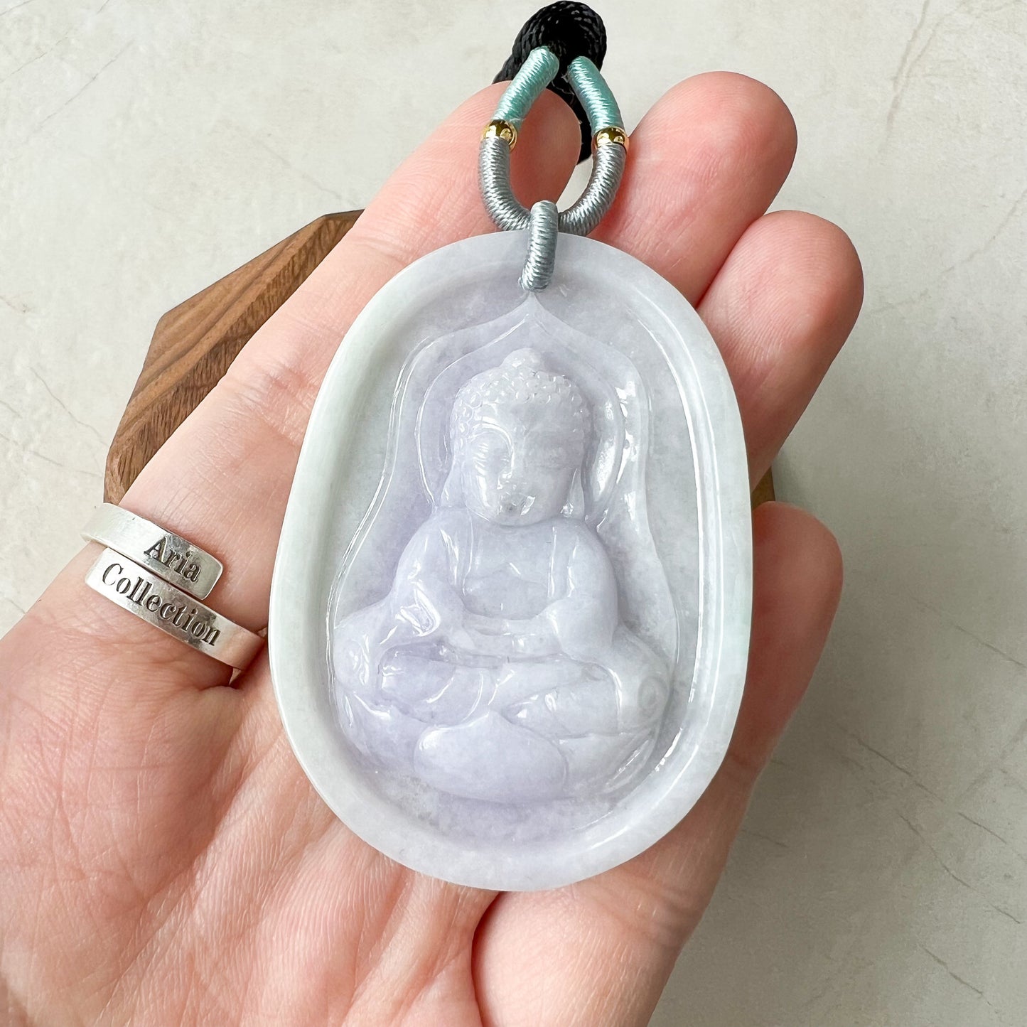 Purple Lavender Jadeite Jade Baby Buddha, Amitabha Amida Jade Necklace, 阿弥, YJ-0322-067823 - AriaDesignCollection