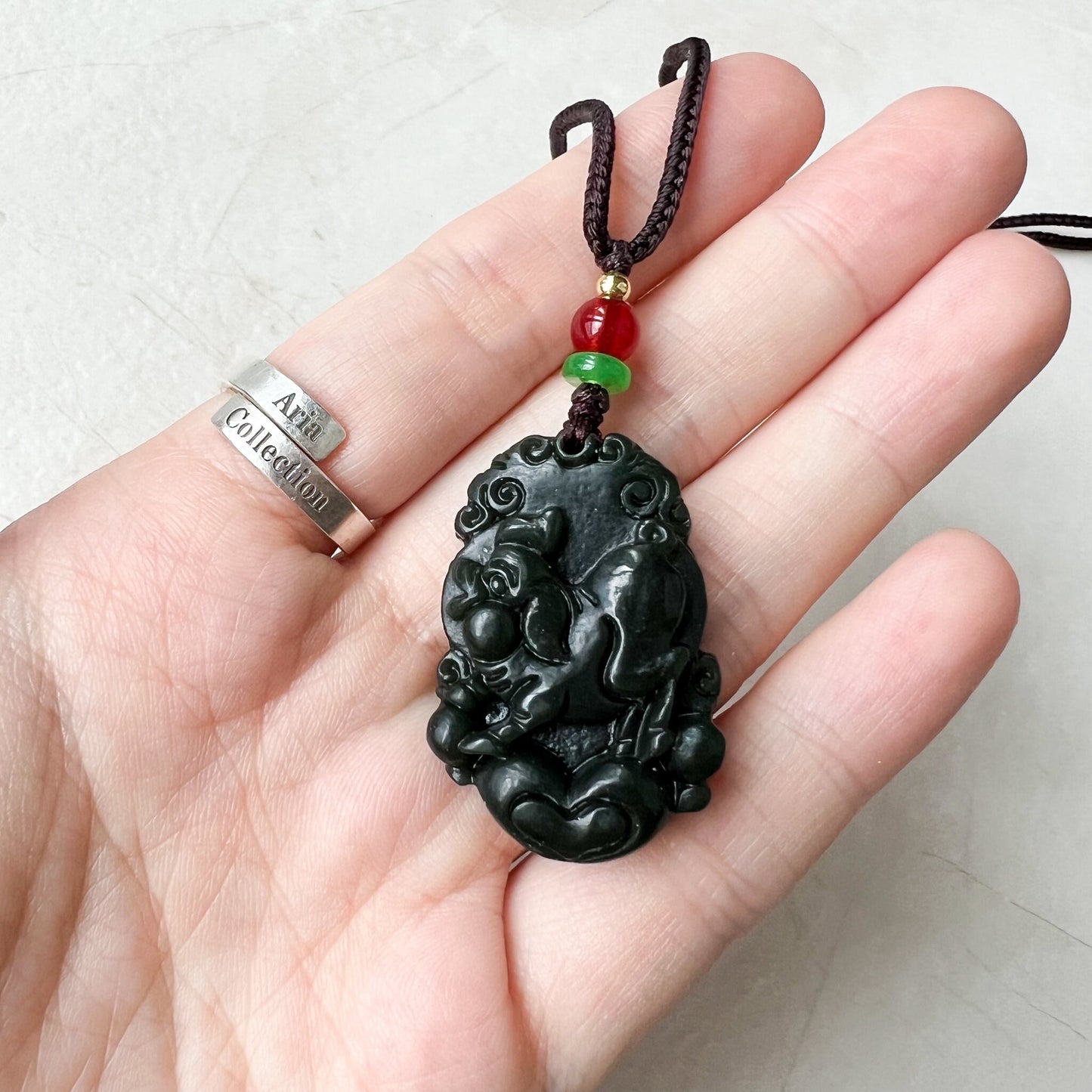 Nephrite Jade Pig Boar Chinese Zodiac Carved Pendant Necklace, RM-1221-1670749629 - AriaDesignCollection