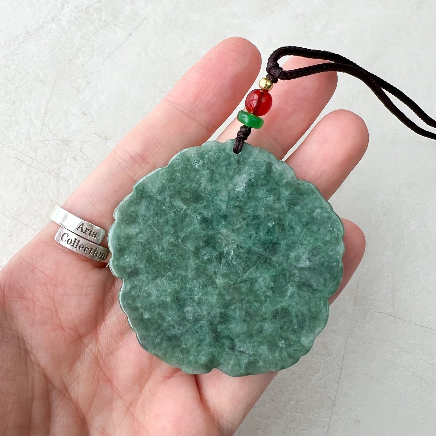 Jadeite Jade Chinese Luck "Fu" 福 Fortune and Bat Pendant, Hand Carved Jade Necklace, SHWQ-1022-1671167046 - AriaDesignCollection