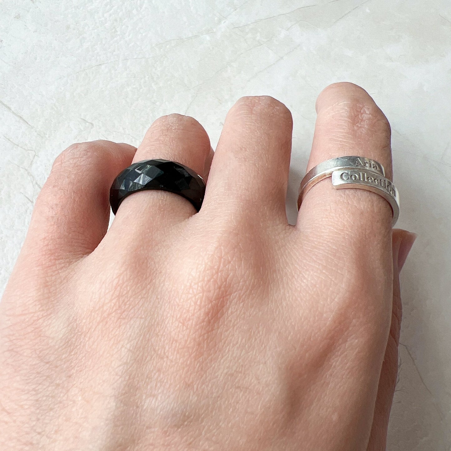 Black Jadeite Jade Ring, Diamond cut ring, Omphacite jadeite jade, LGG-0830-1669863315 - AriaDesignCollection