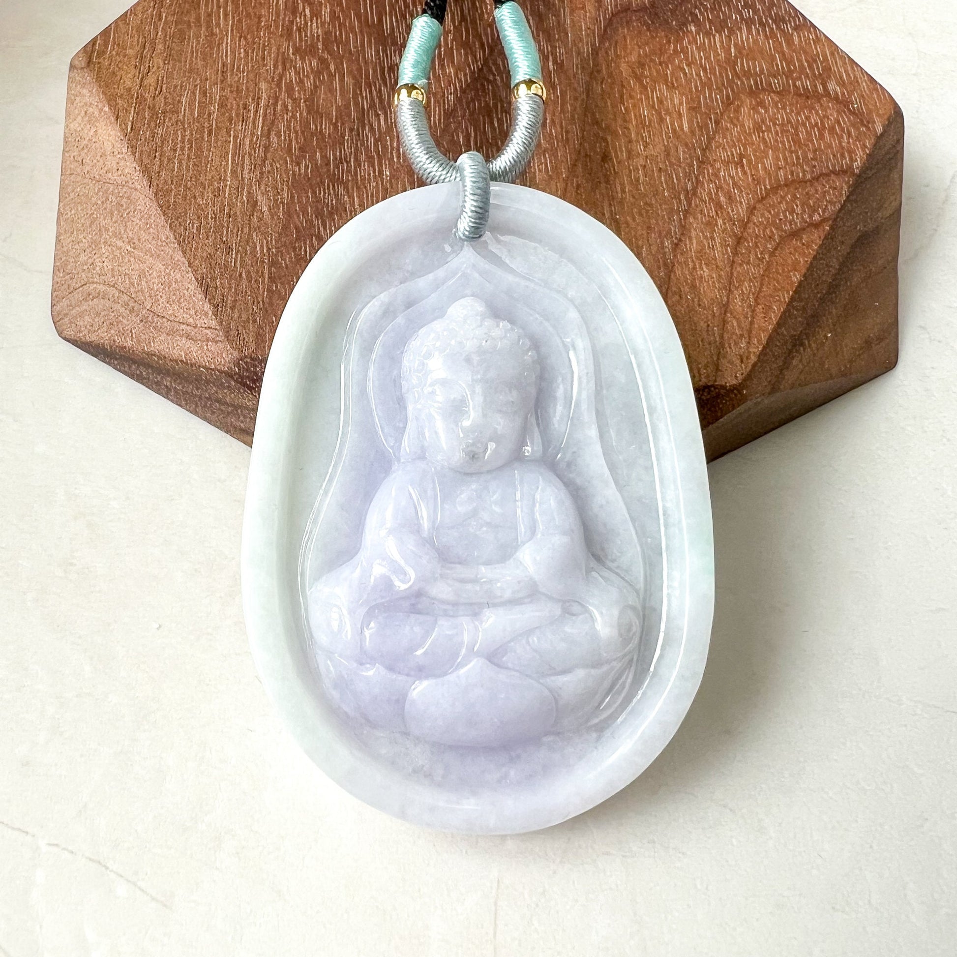 Purple Lavender Jadeite Jade Baby Buddha, Amitabha Amida Jade Necklace, 阿弥, YJ-0322-067823 - AriaDesignCollection