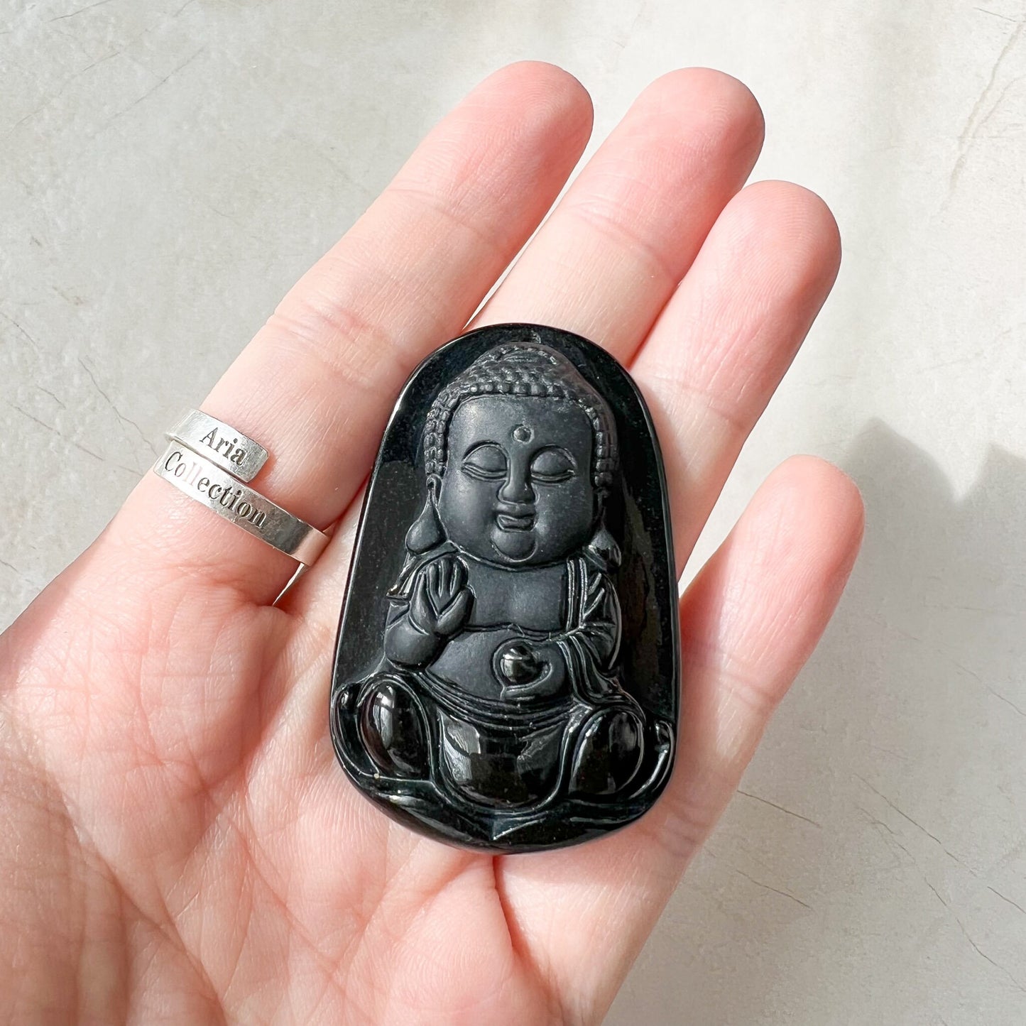 Black Jadeite Jade Omphacite Baby Buddha Necklace, LGG-1221-1673300511