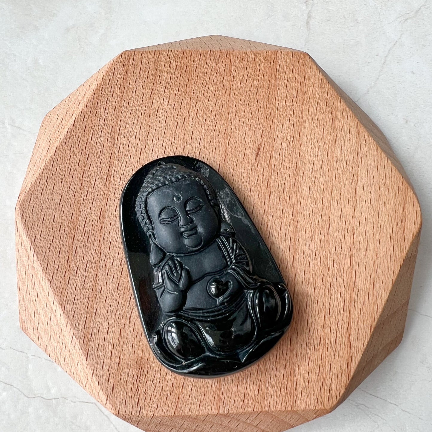 Black Jadeite Jade Omphacite Baby Buddha Necklace, LGG-1221-1673300511