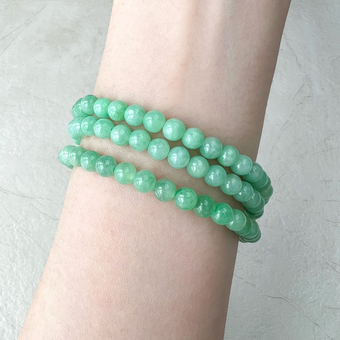 5.5 mm Small Very Green Jadeite Jade Wrapped Bead Bracelet/Necklace, XNZ-0822-1673671788