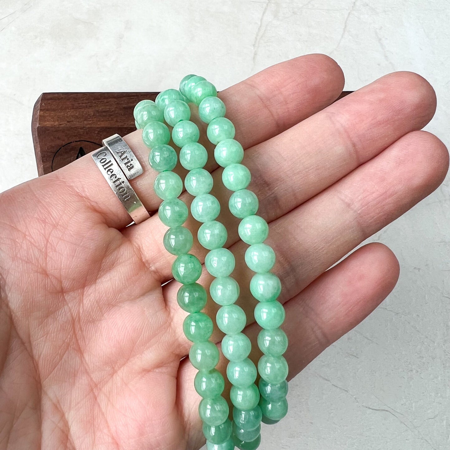 5.5 mm Small Very Green Jadeite Jade Wrapped Bead Bracelet/Necklace, XNZ-0822-1673671788