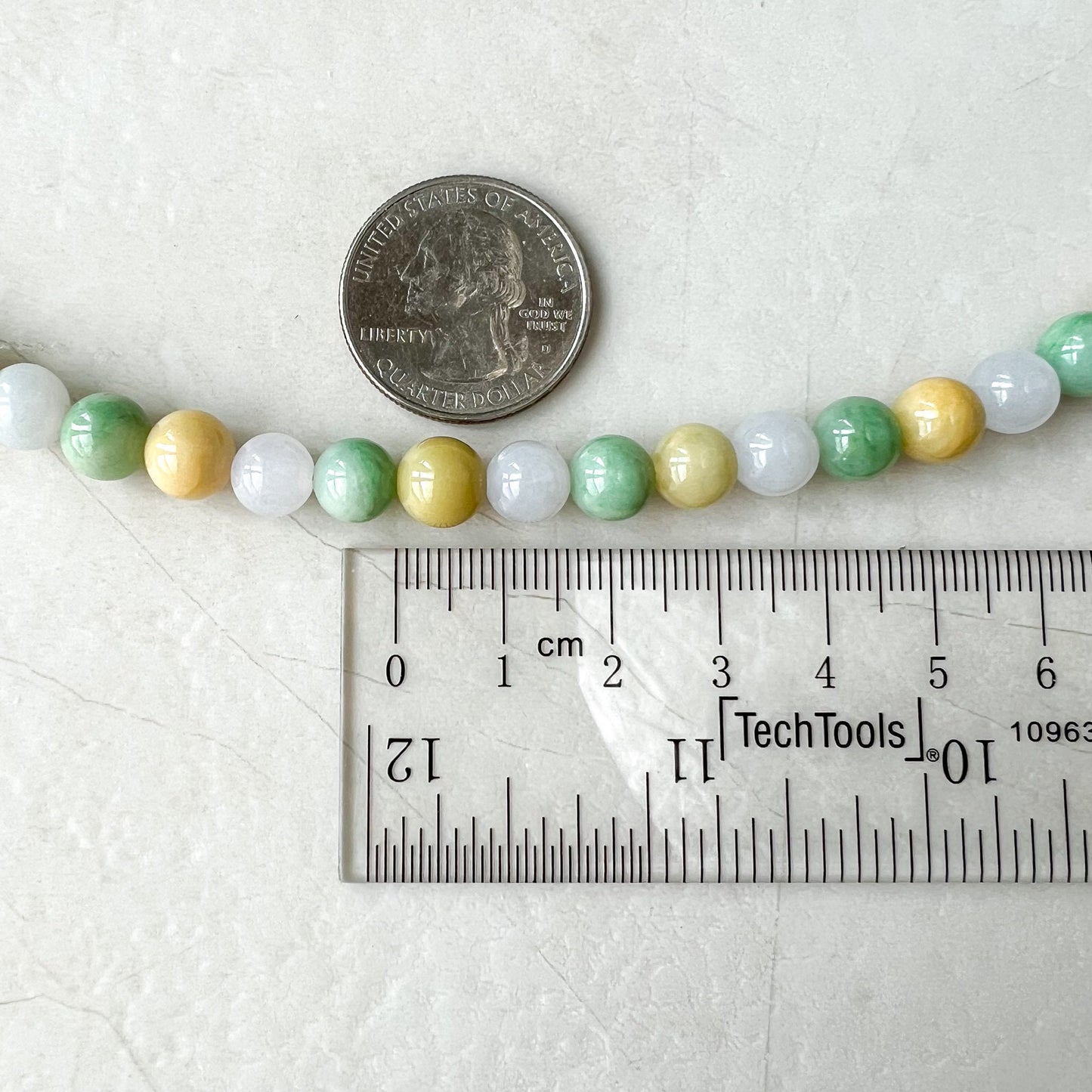 7.75 mm Jadeite Jade Wrapped Bead Bracelet/Necklace, Multi Color Green Yellow White Light Purple Jade, XNZ-0822-1673672515