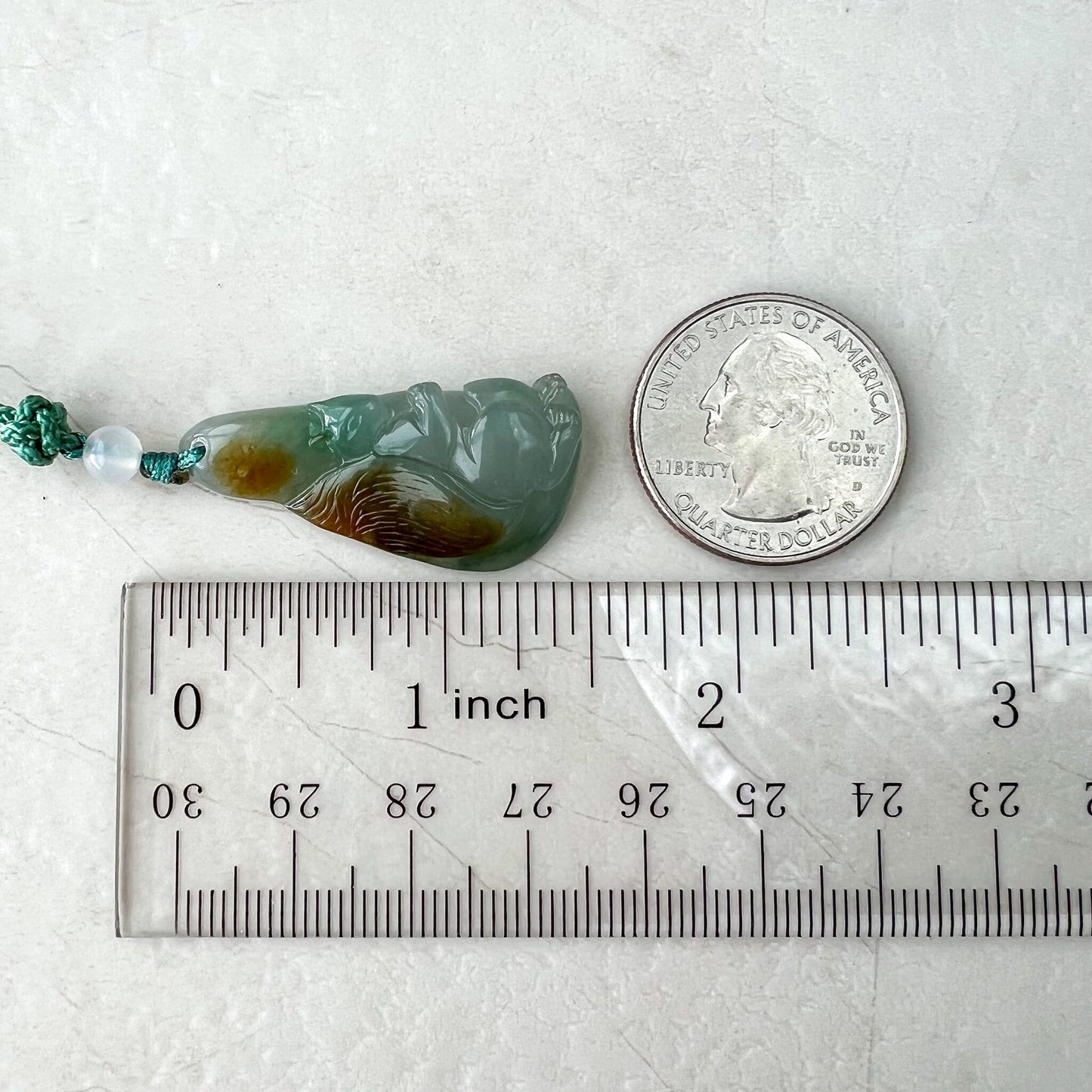 Small Green Red Jadeite Jade Squirrel Pendant, Hand Carved, LZG-0222-1673822406