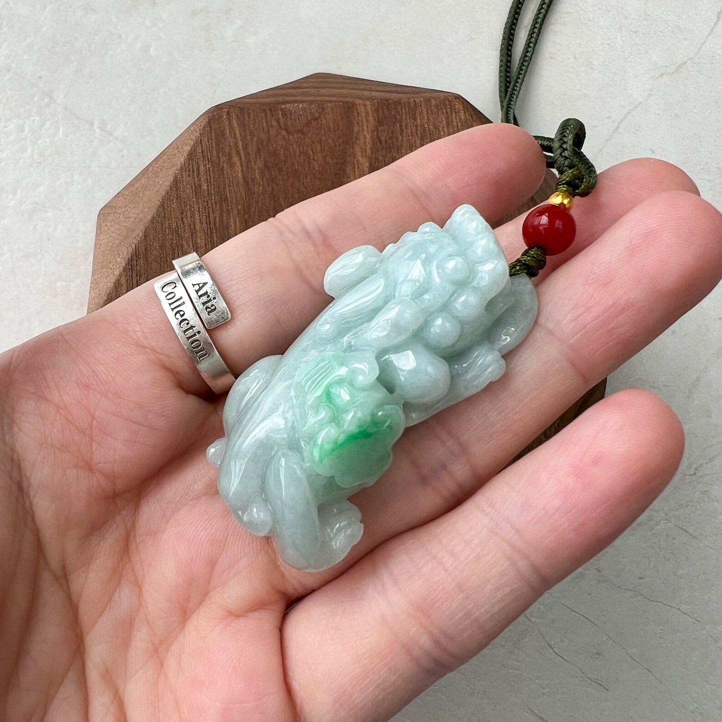 Green Jadeite Jade, Dragon Pixiu Pi Xiu, 貔貅, Dragon Chinese Carved Pendant, HY-0322-1673042924