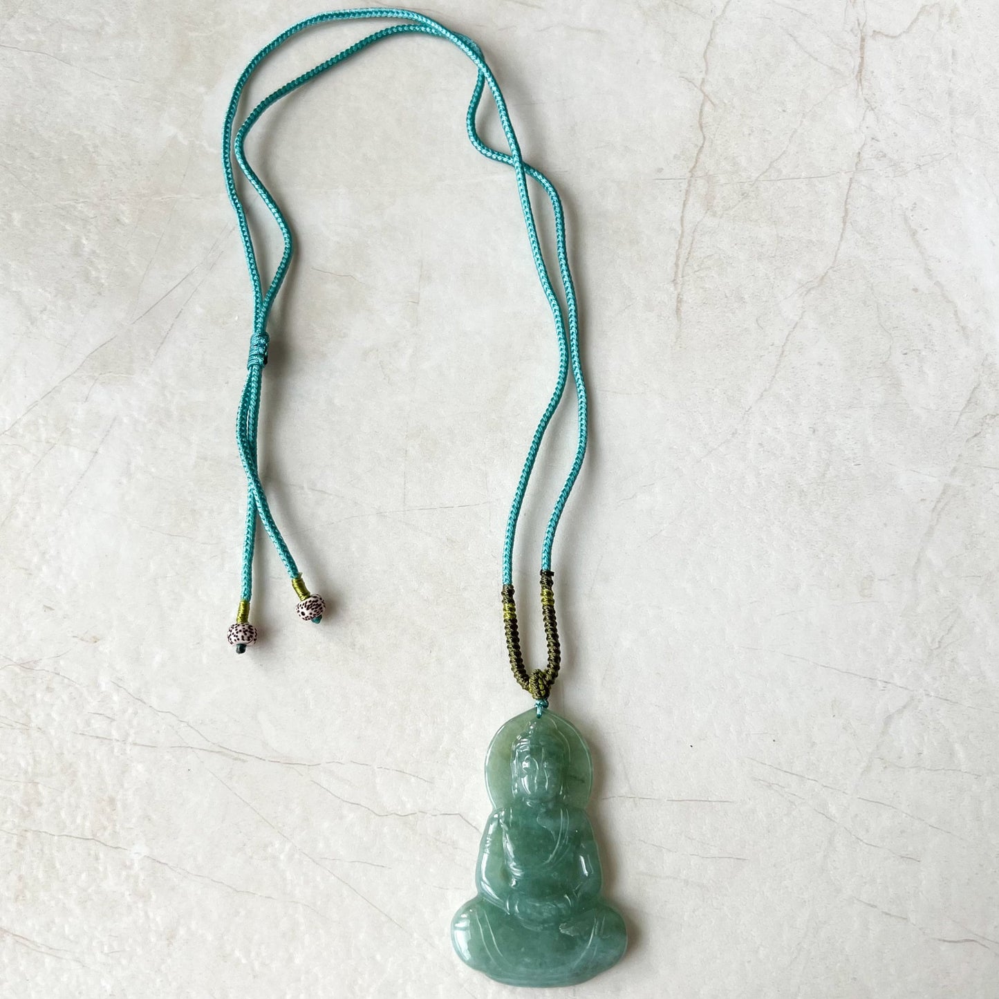 Green Jadeite Jade Amitabha Buddha Amita Amida Carved Pendant Necklace, 阿弥陀佛,YJ-0322-0367840