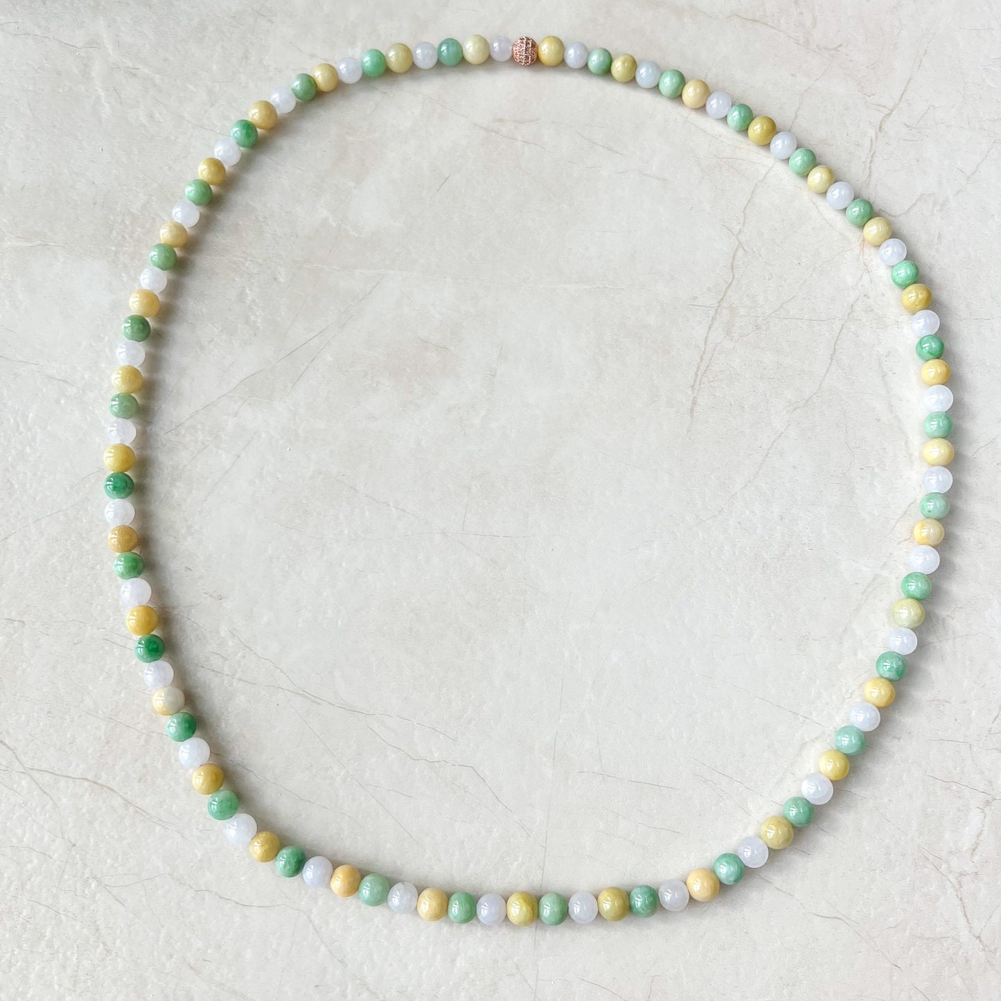 7.75 mm Jadeite Jade Wrapped Bead Bracelet/Necklace, Multi Color Green Yellow White Light Purple Jade, XNZ-0822-1673672515